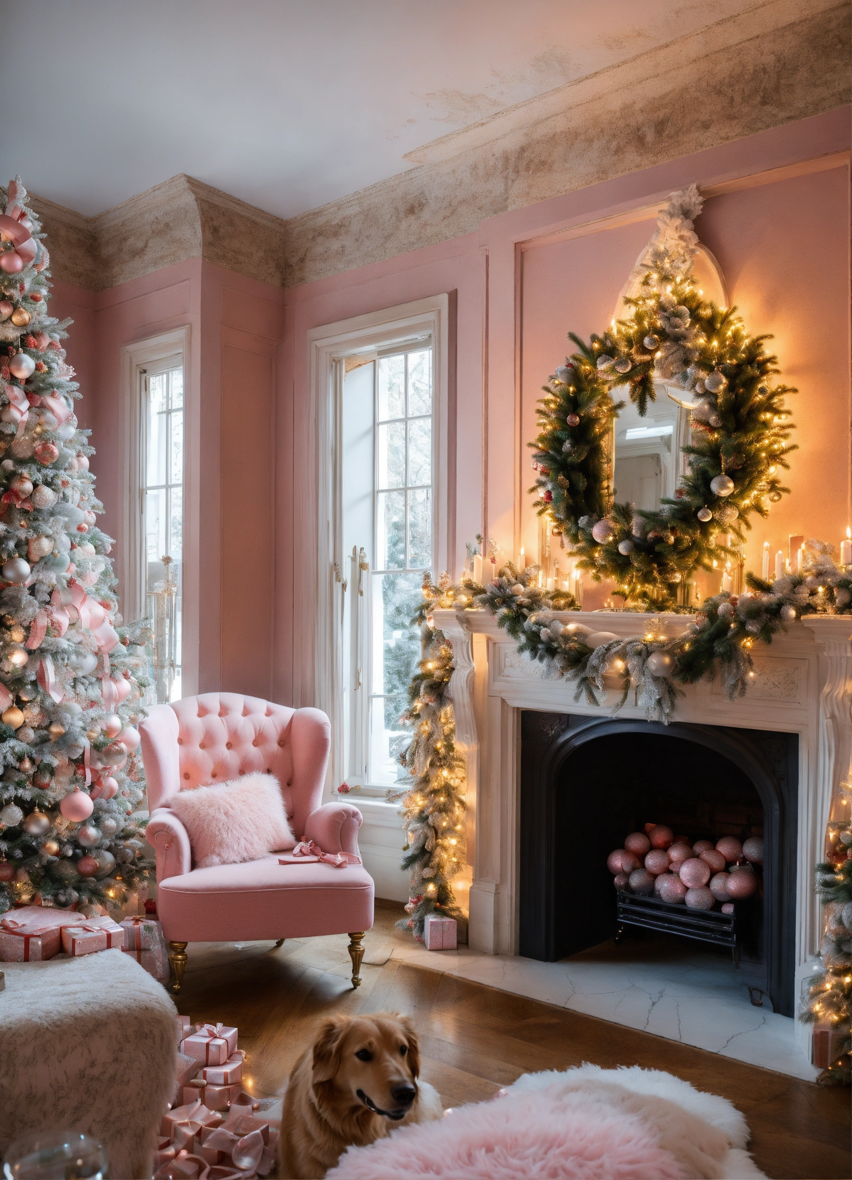 Lexica - Luxury house and gardens adorned with all garlands, a grand ...