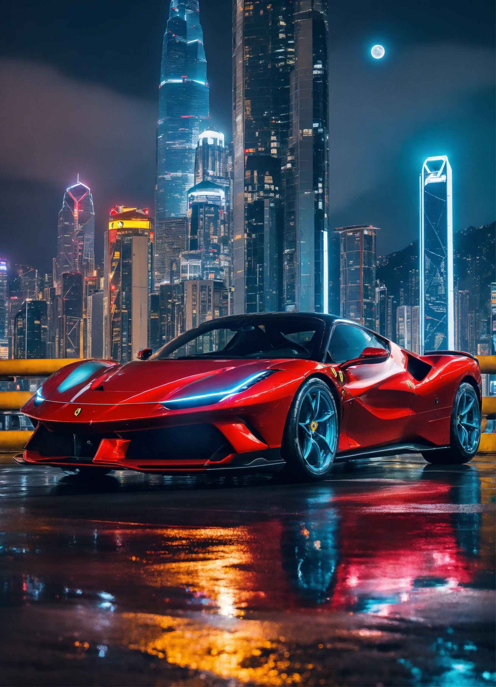 Lexica - 2023 Ferrari SF90 Stradale cyan, doors opened, metallic ...