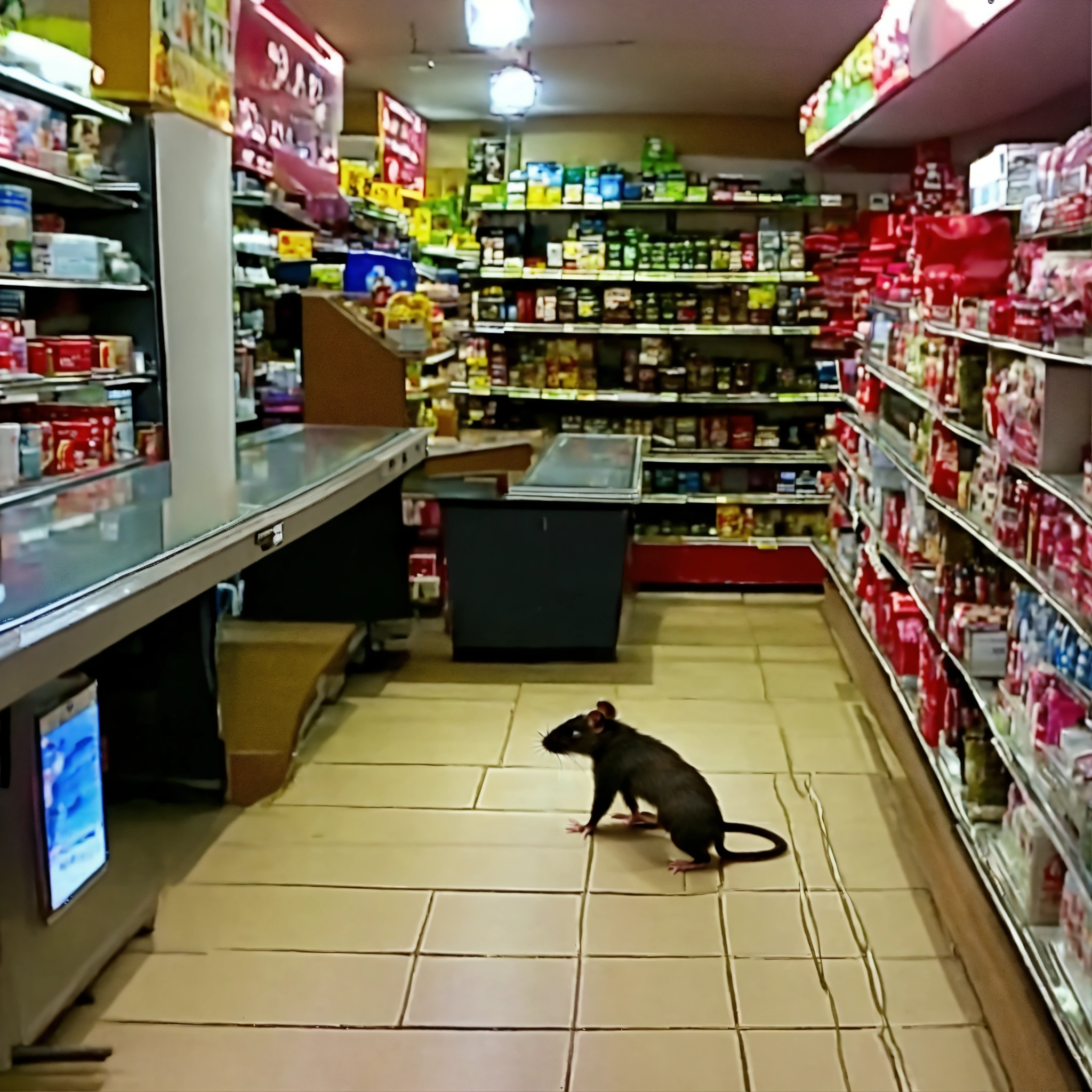 Lexica - Human like rat robbing store cctv recording