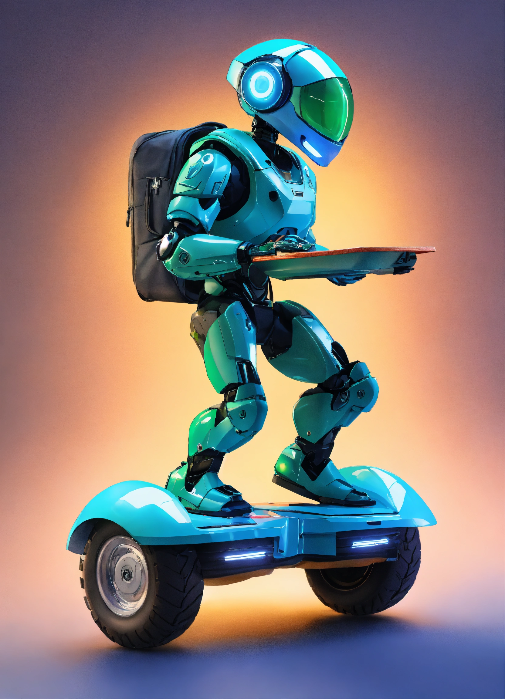 Lexica - A passionate male robot on hoverboard, realistic man face ...