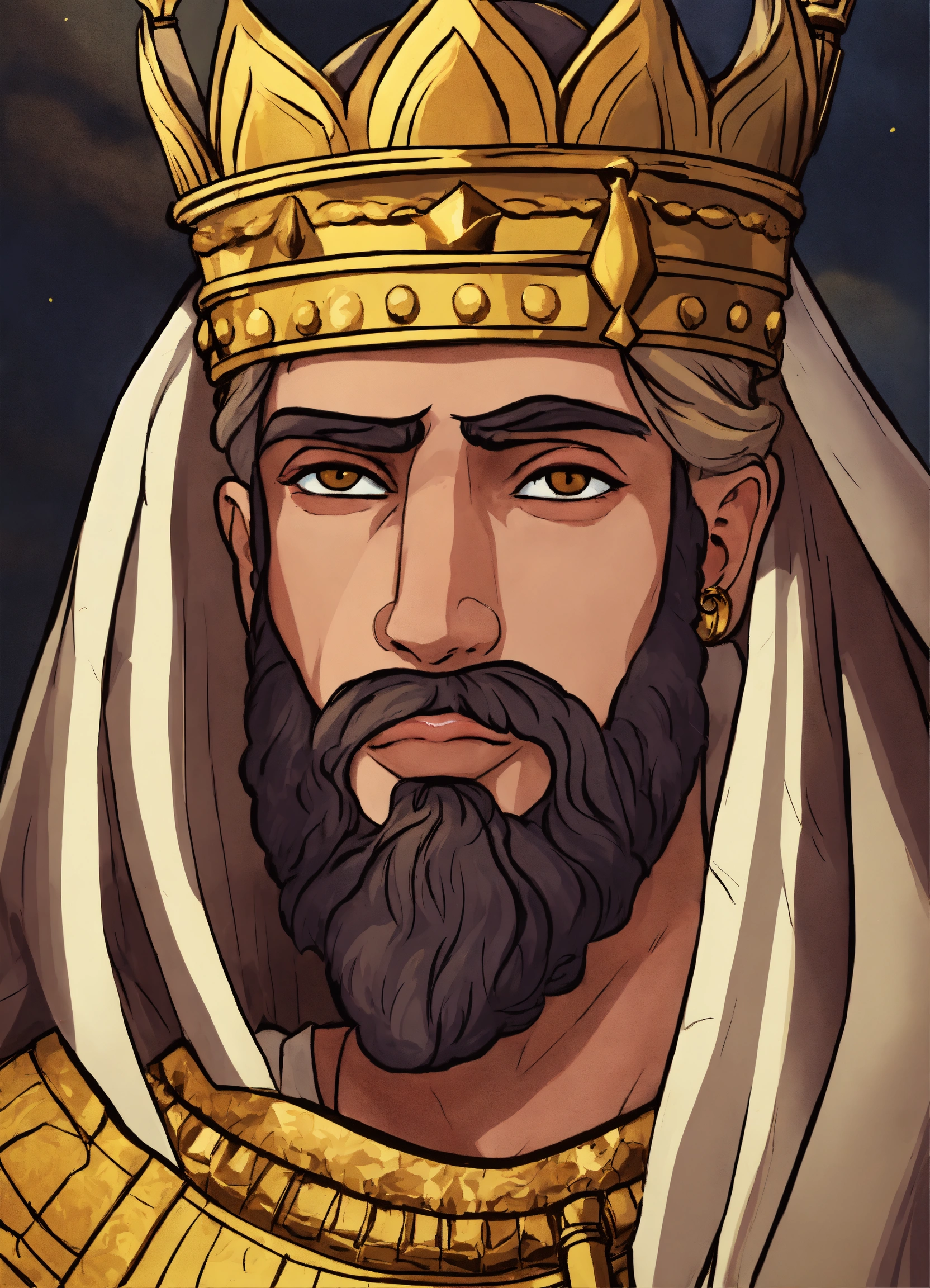 Lexica - 25 year old King Rehoboam from the bible, 2d cartoon, face closeup