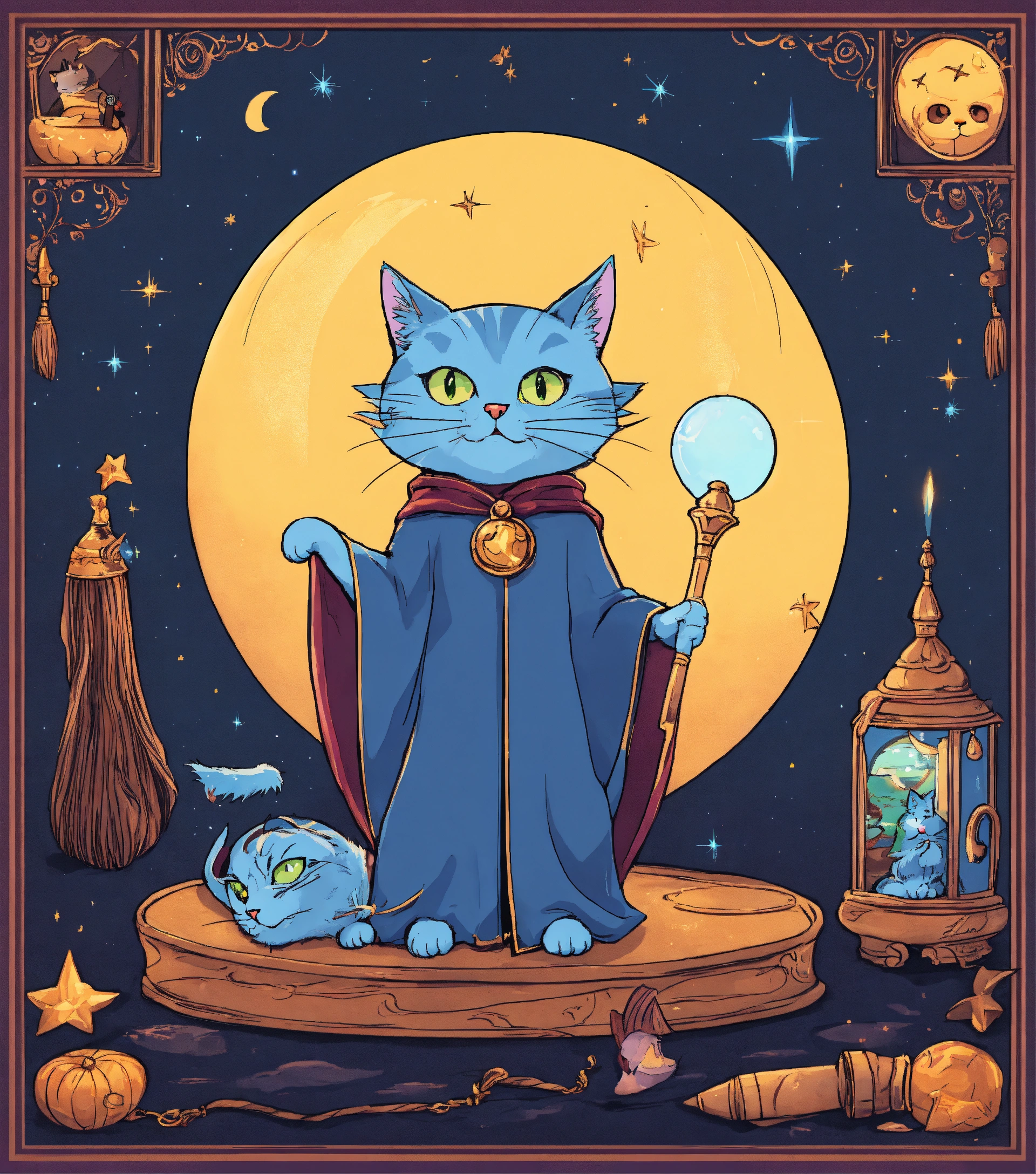 Lexica - Cat being turned by a little wizard cat by a wizard