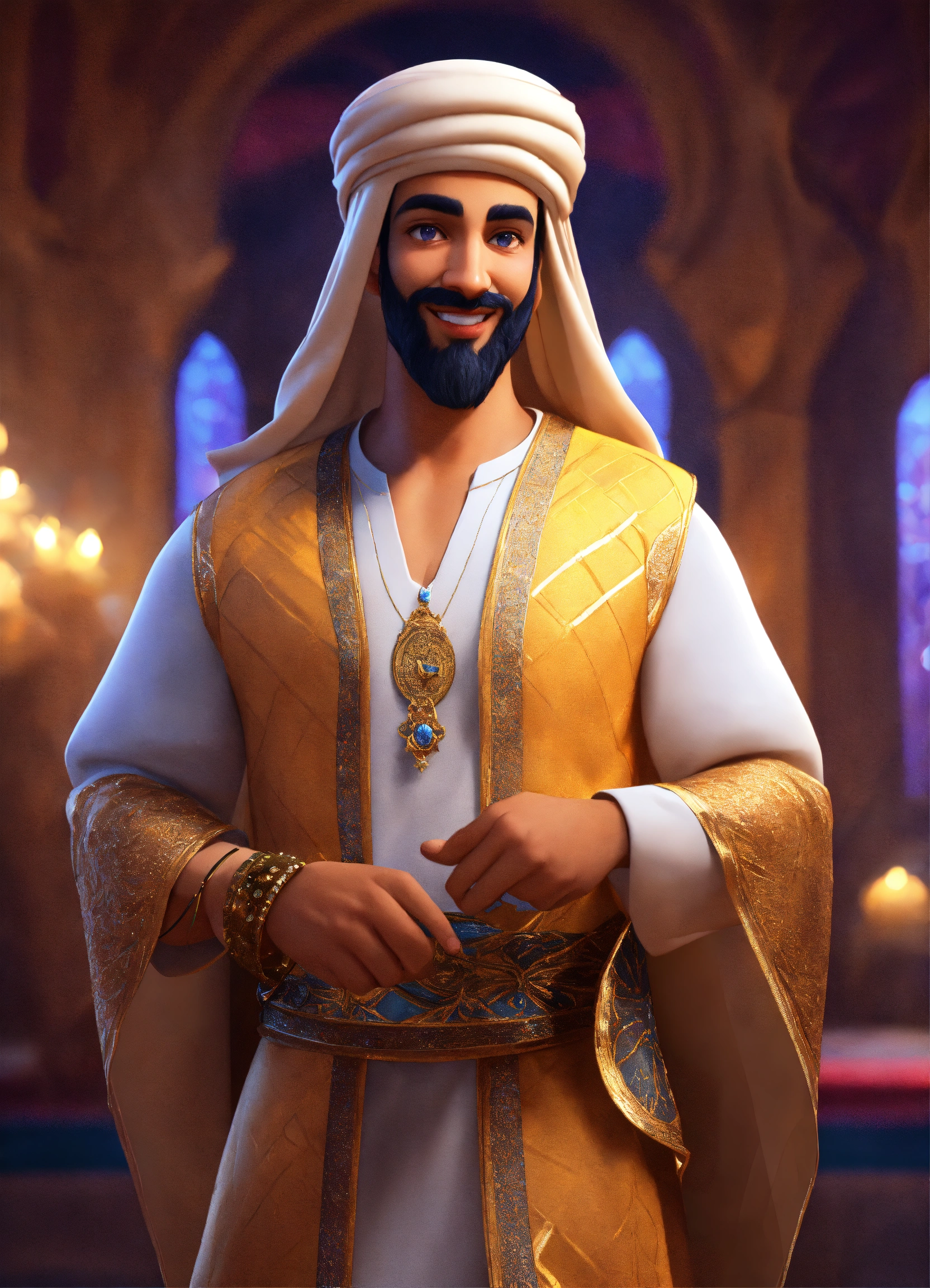 Lexica - Create a 3D rendering of a wealthy Arab male sheikh from Dubai ...