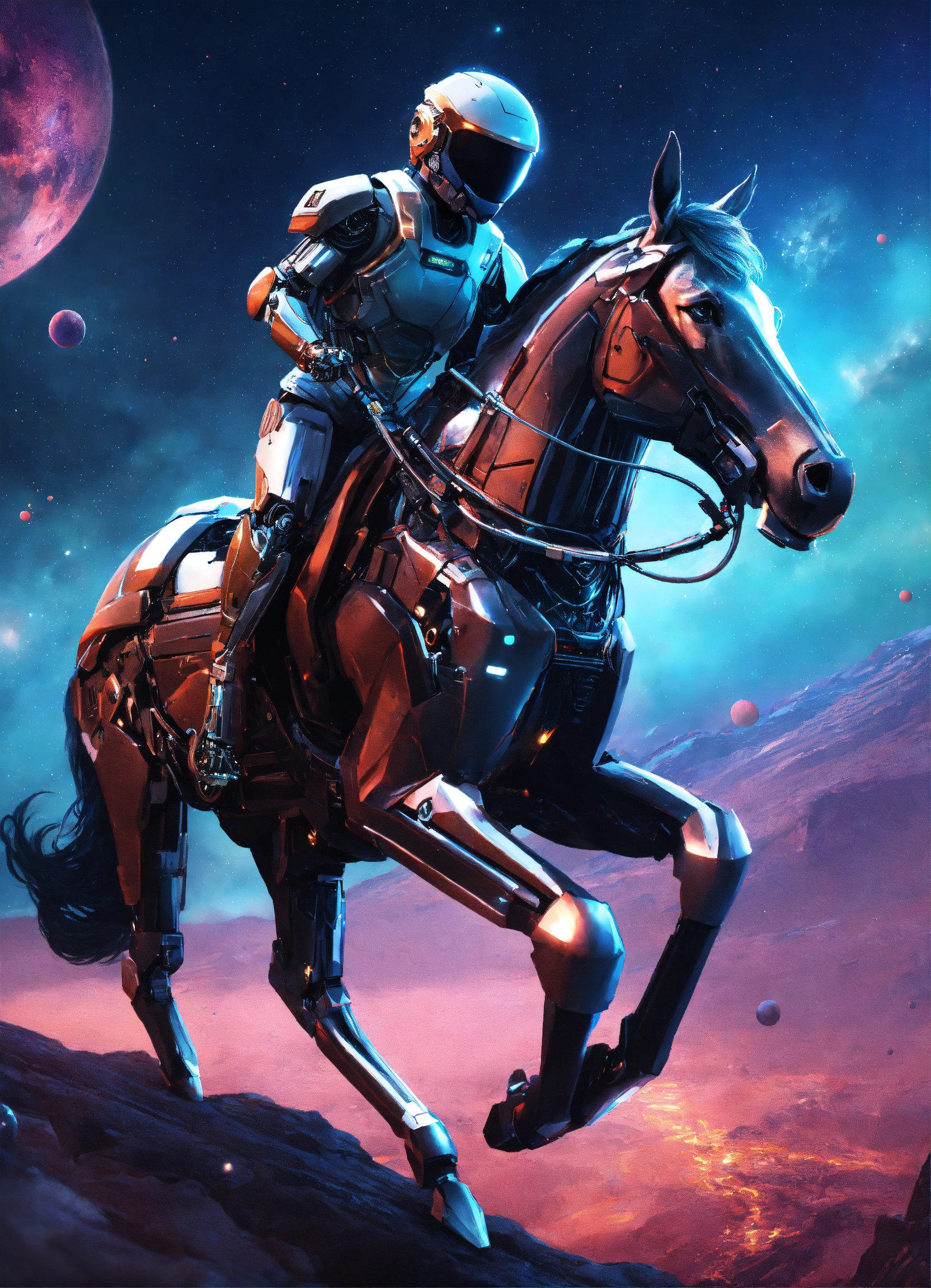 Lexica - An athlete cyborg riding a bionic horse on the andromeda ...