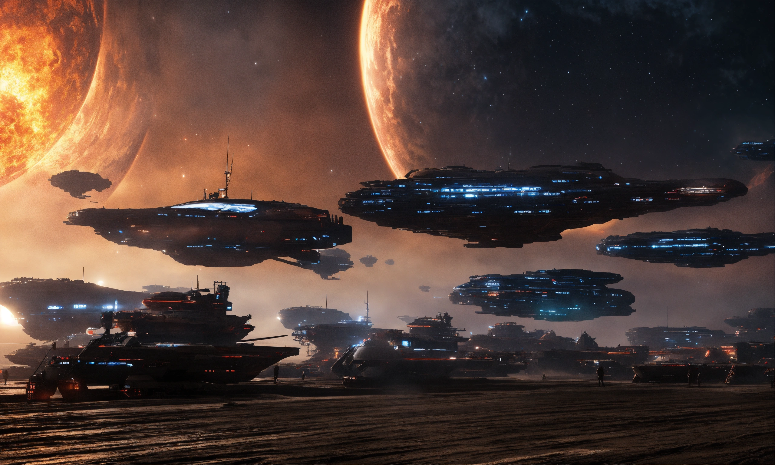 Lexica - A fleet of ships from the sci-fi tv show The Expanse
