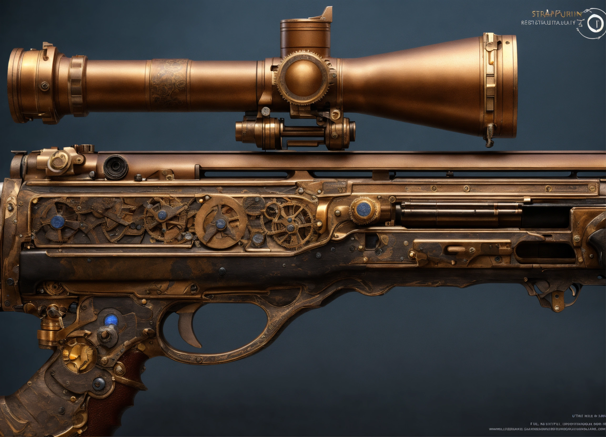 Lexica - Full side view of an ultra detailed realistic steampunk rifle