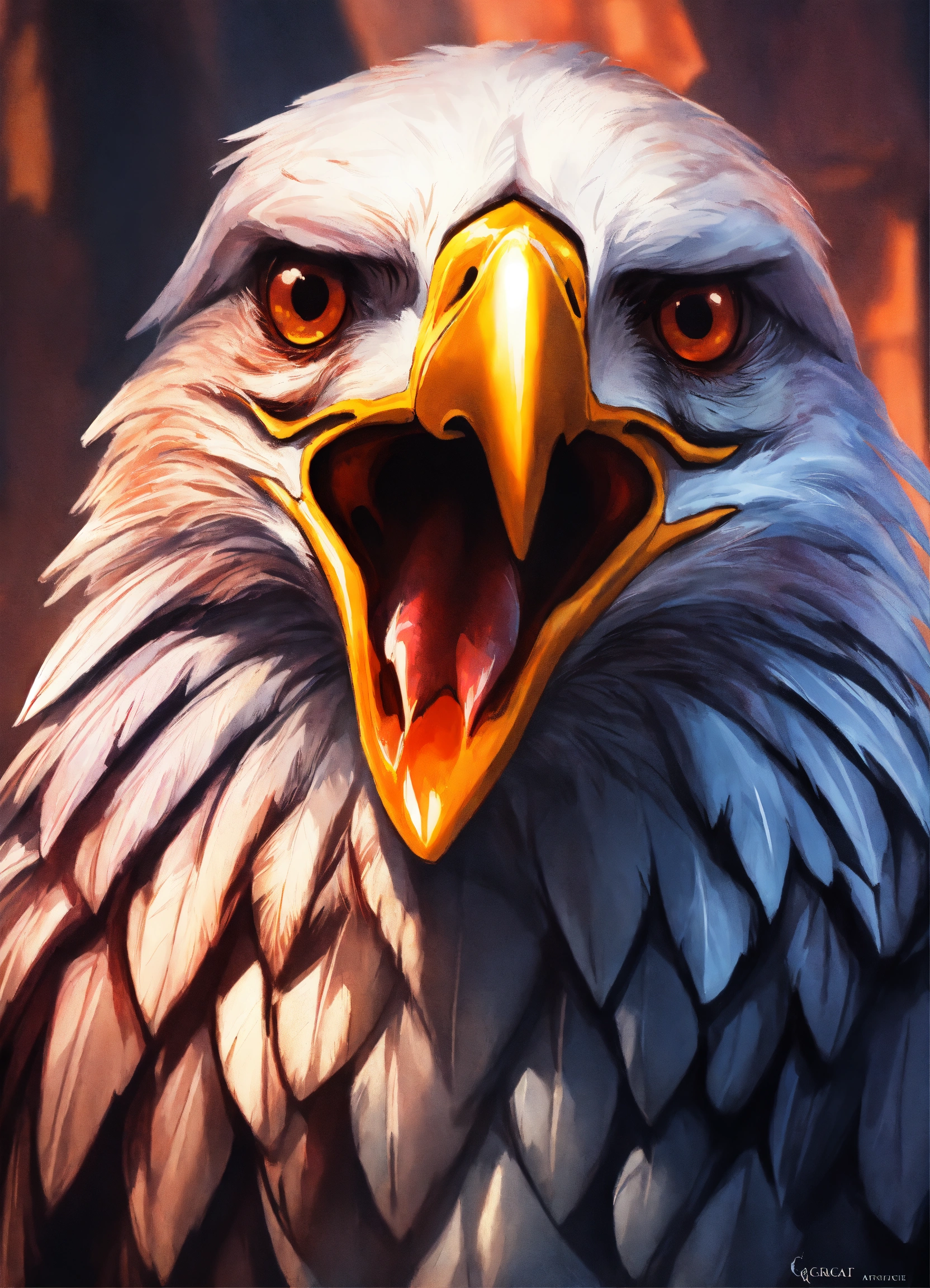 Lexica - Image of an angry eagle in a contemporary medieval environment ...