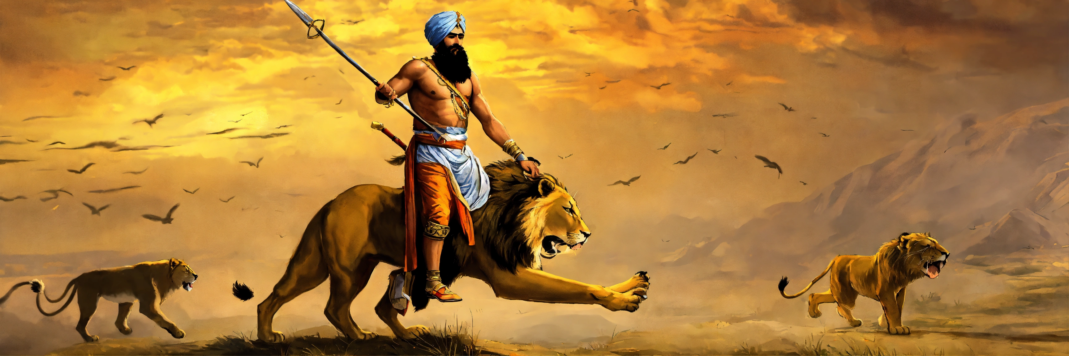 Lexica - Hari singh , sikh warrior, Nalwa leaped and grabbed the lion's ...