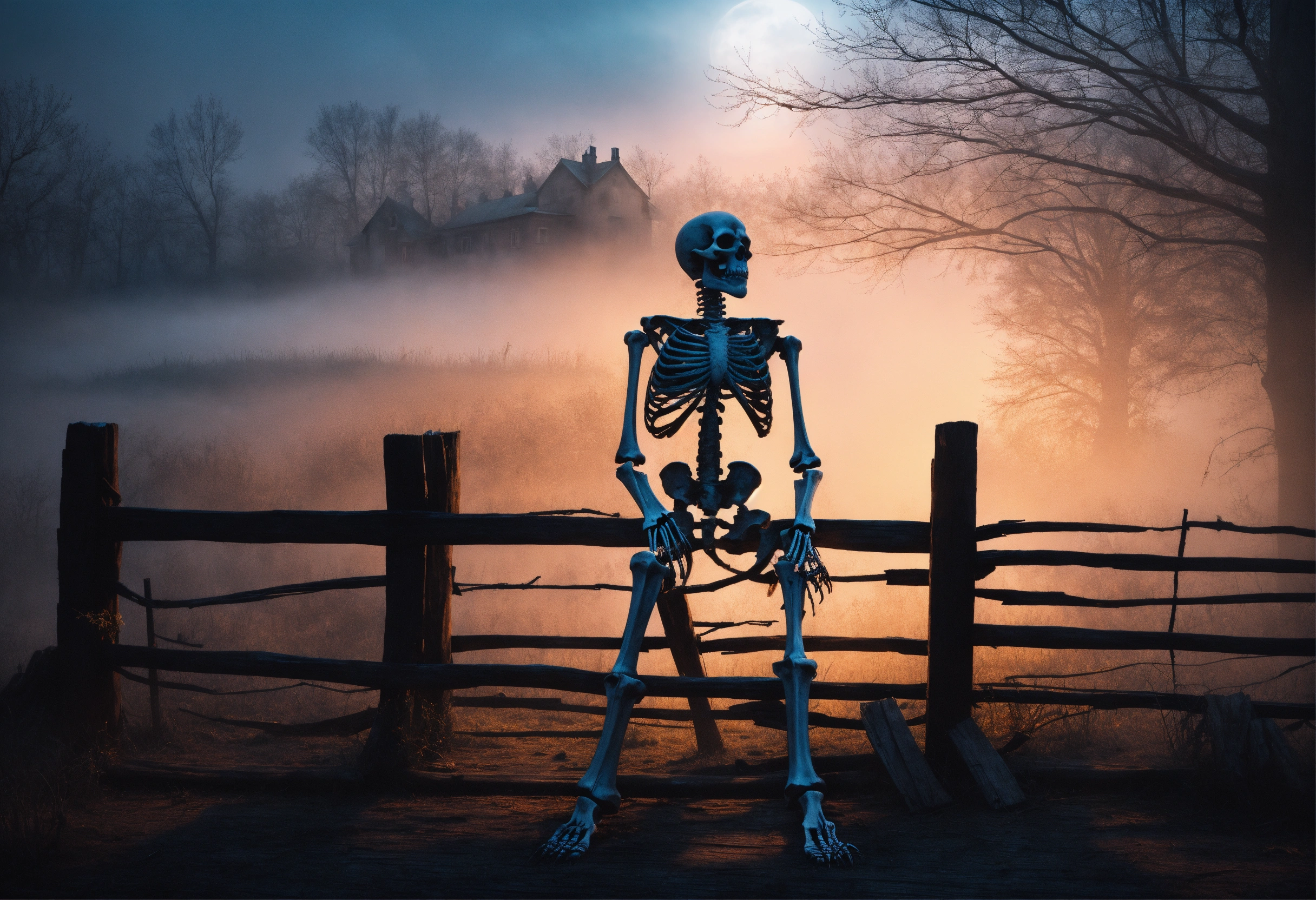 Lexica - Create a digital art piece featuring a skeleton sitting on an ...