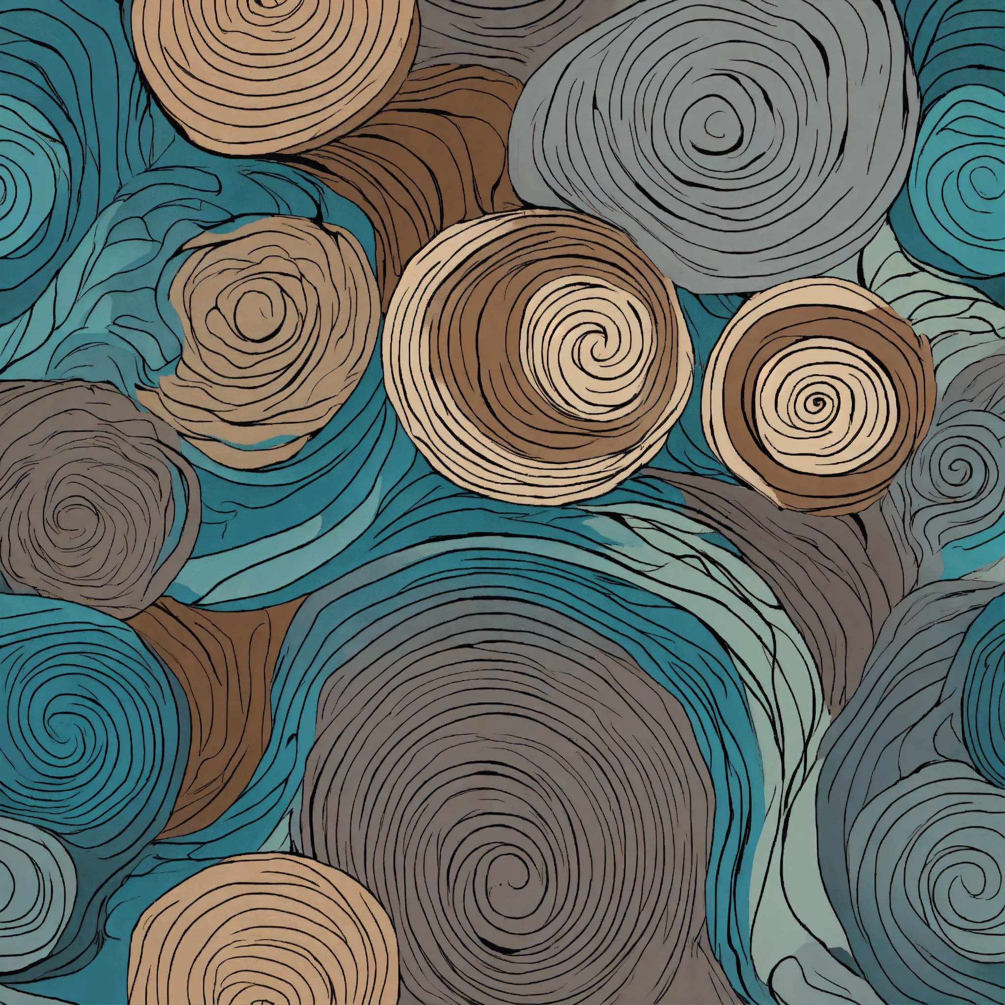 Lexica - Repeating pattern cartoon line drawings of swirls and ripples ...