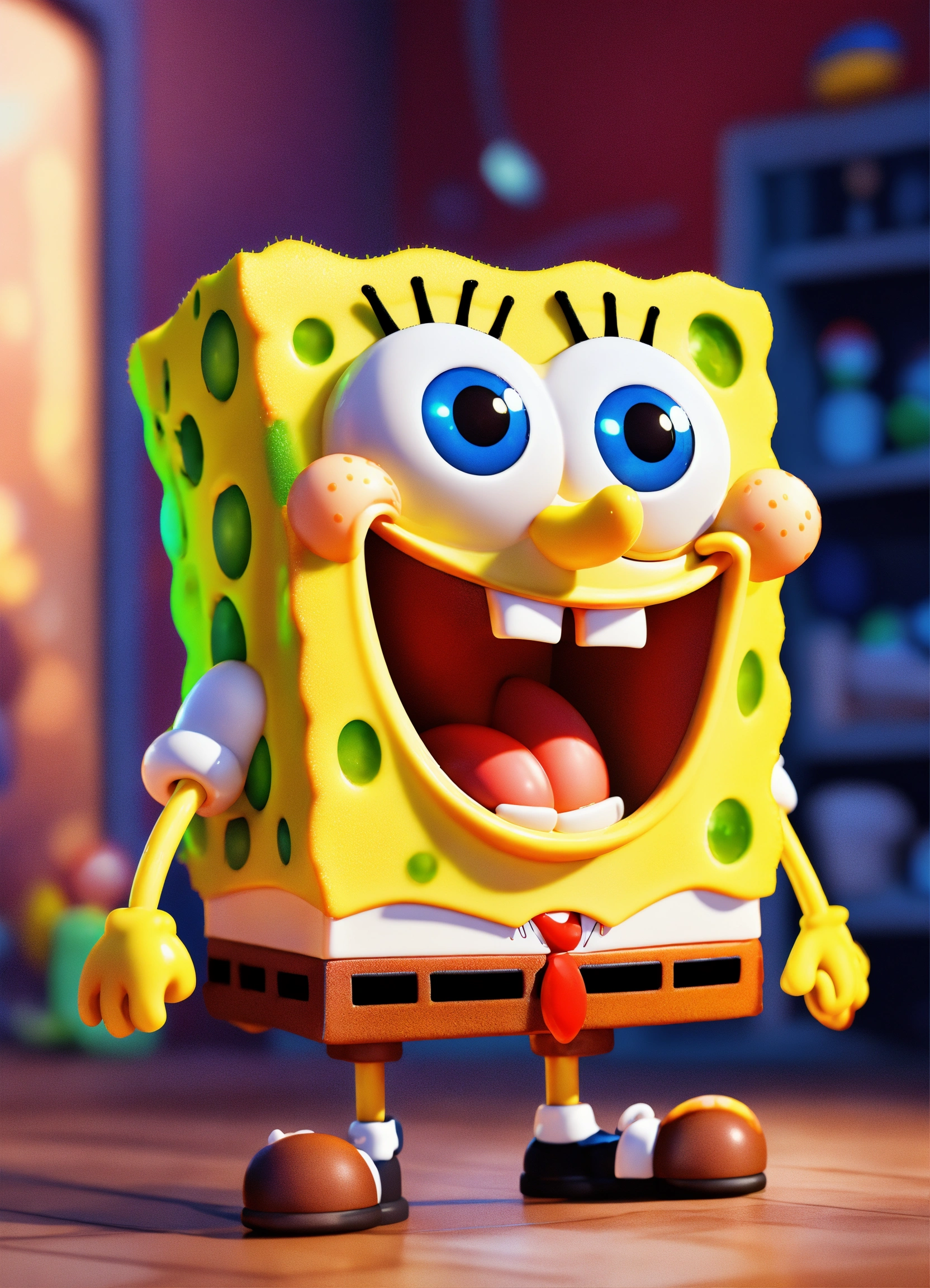 Lexica - SpongeBob ,full body image of cute ,realistic, vivid colors ...