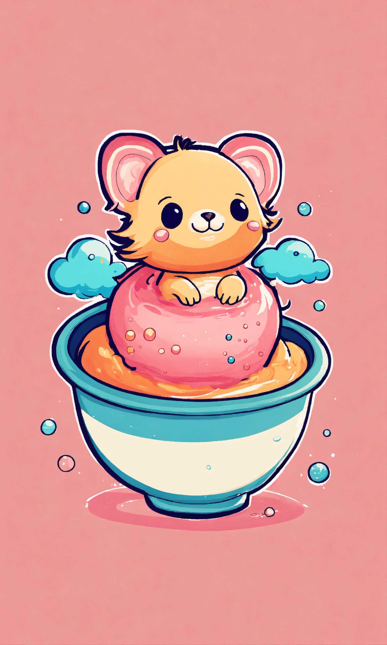 Lexica - Cute cartoonanimals kawaii funny splash retro vintage logo
