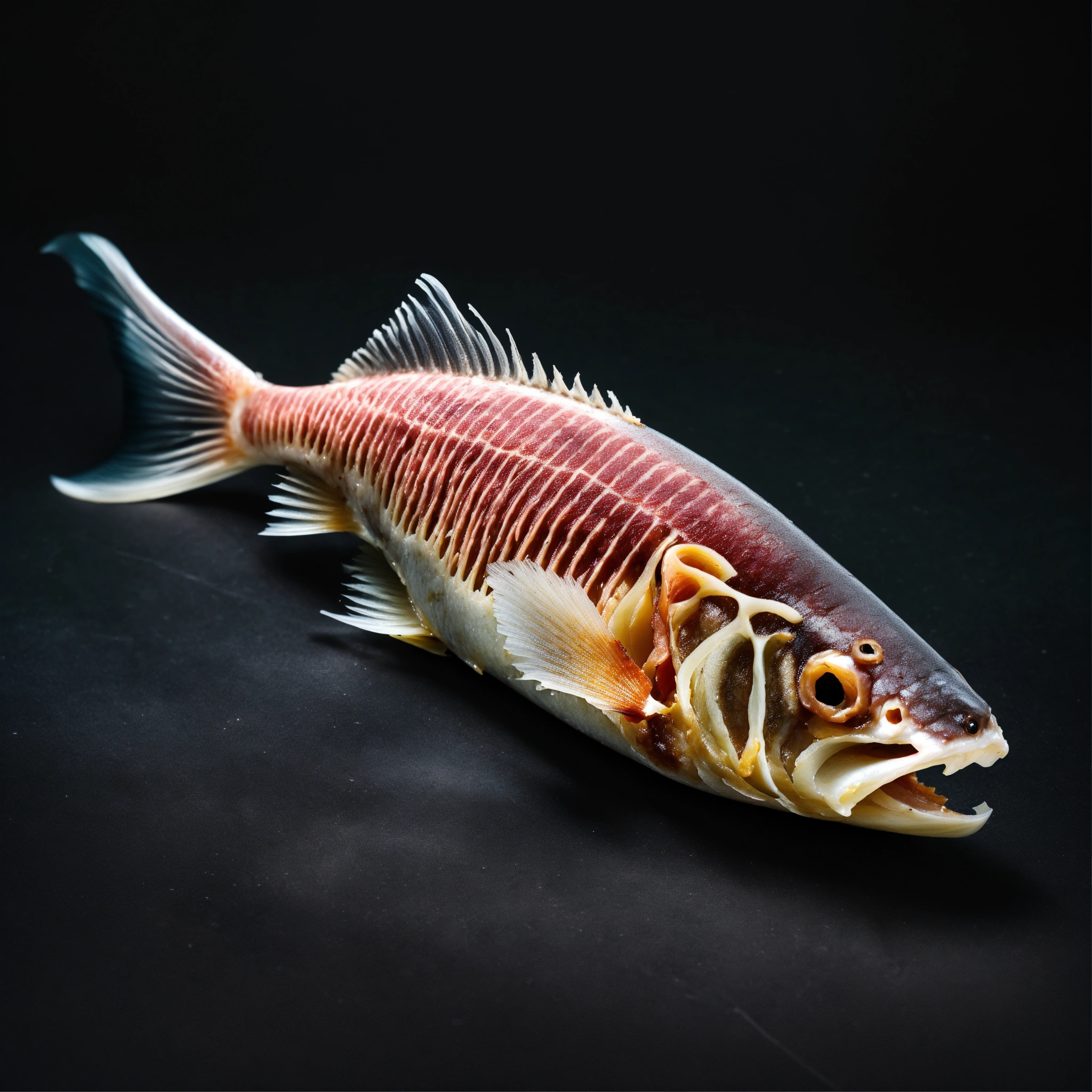 Lexica - One fish skeleton, which is half with meat, half without meat ...