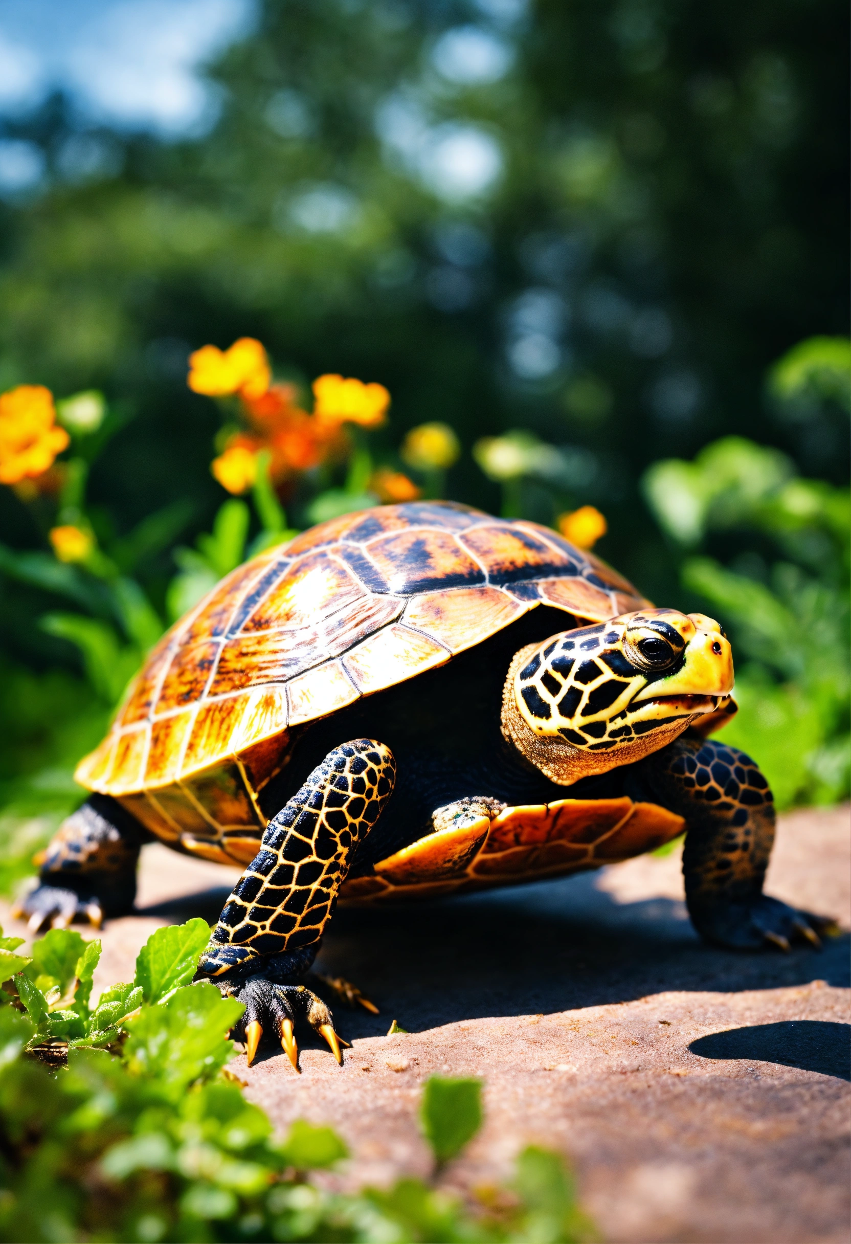 Lexica - Realistic, the flash skinned turtle, in the garden, amazing ...