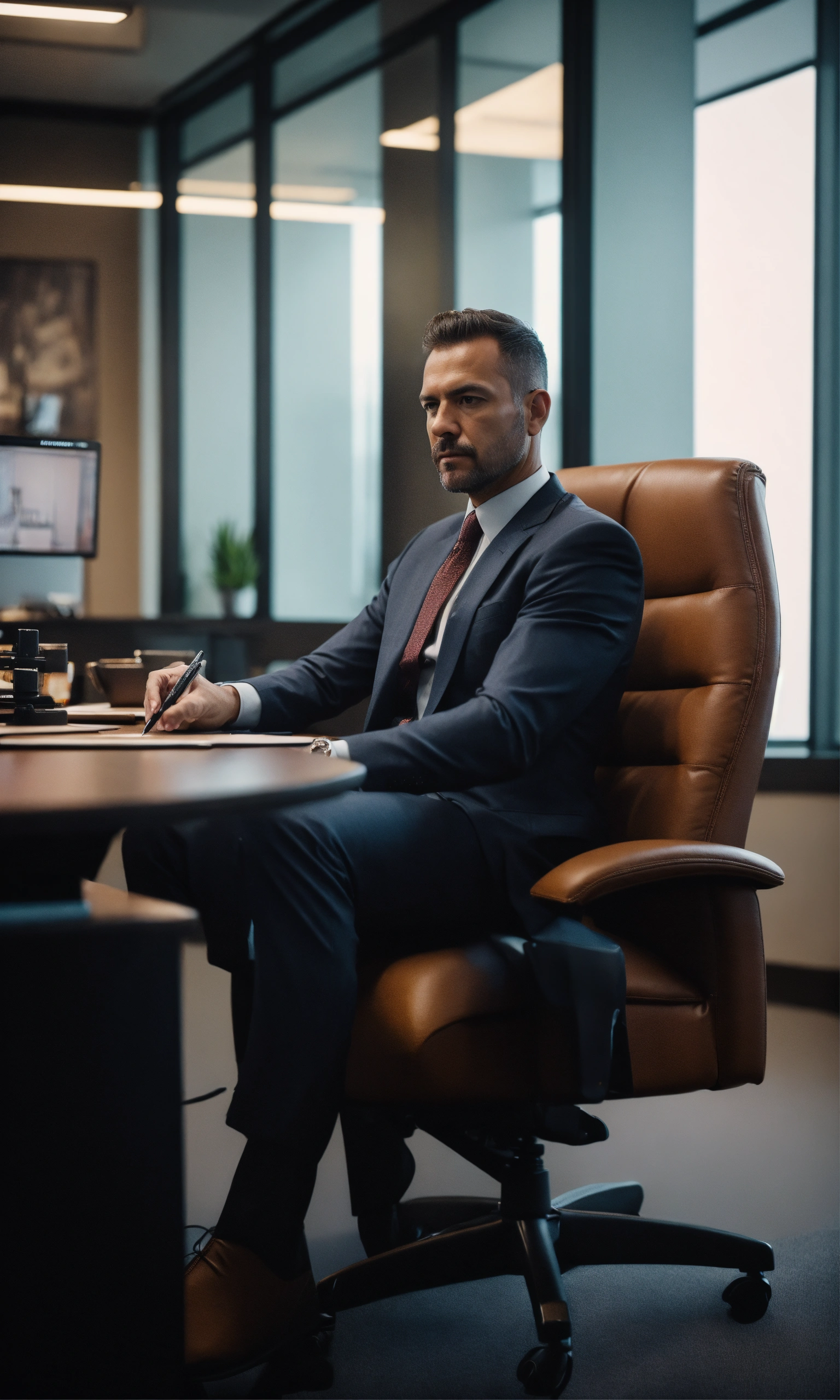 Lexica - Cinematic photo business man in boss's office with boss ...
