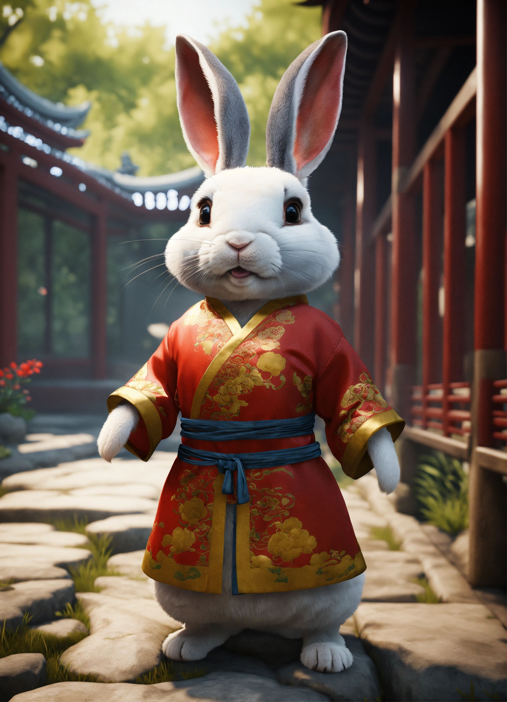 Lexica - A rabbit in a Chinese coat, beautiful unreal engine 3.5 scenic ...