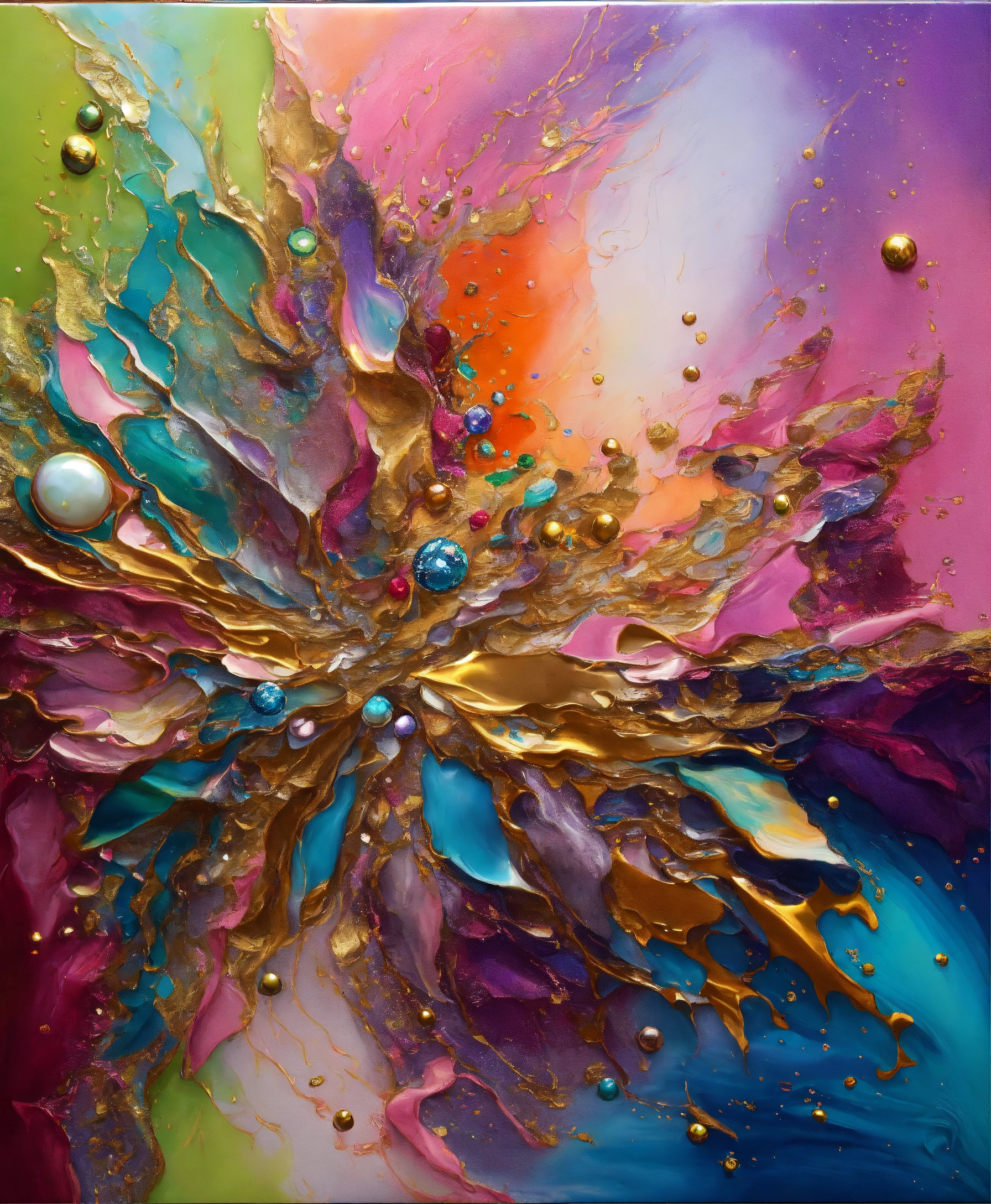 Lexica - Colorful abstract painting oil and water complex complicated ...