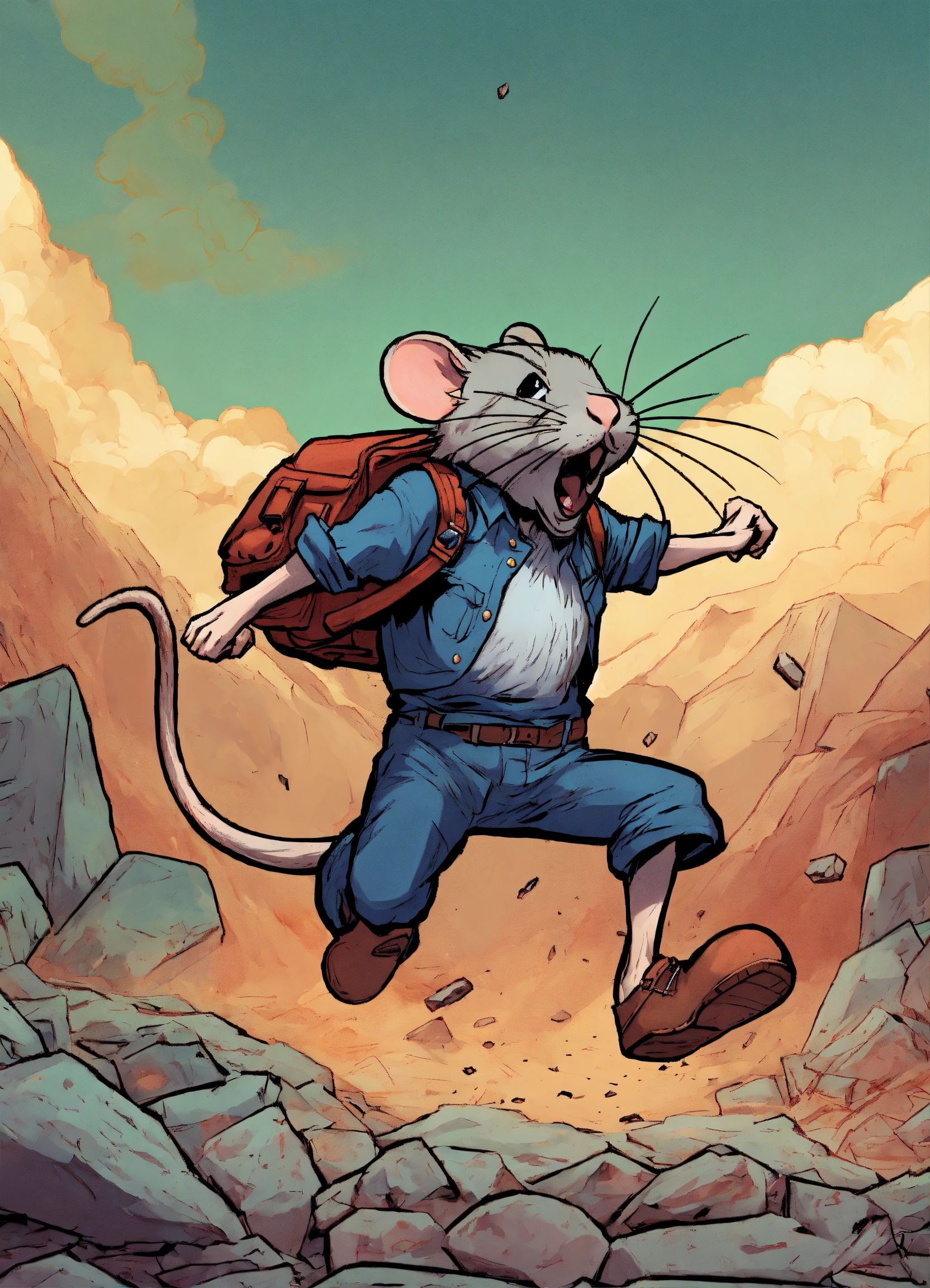 Lexica - A cap on the ground. the angry rat jumps with both feet on ...