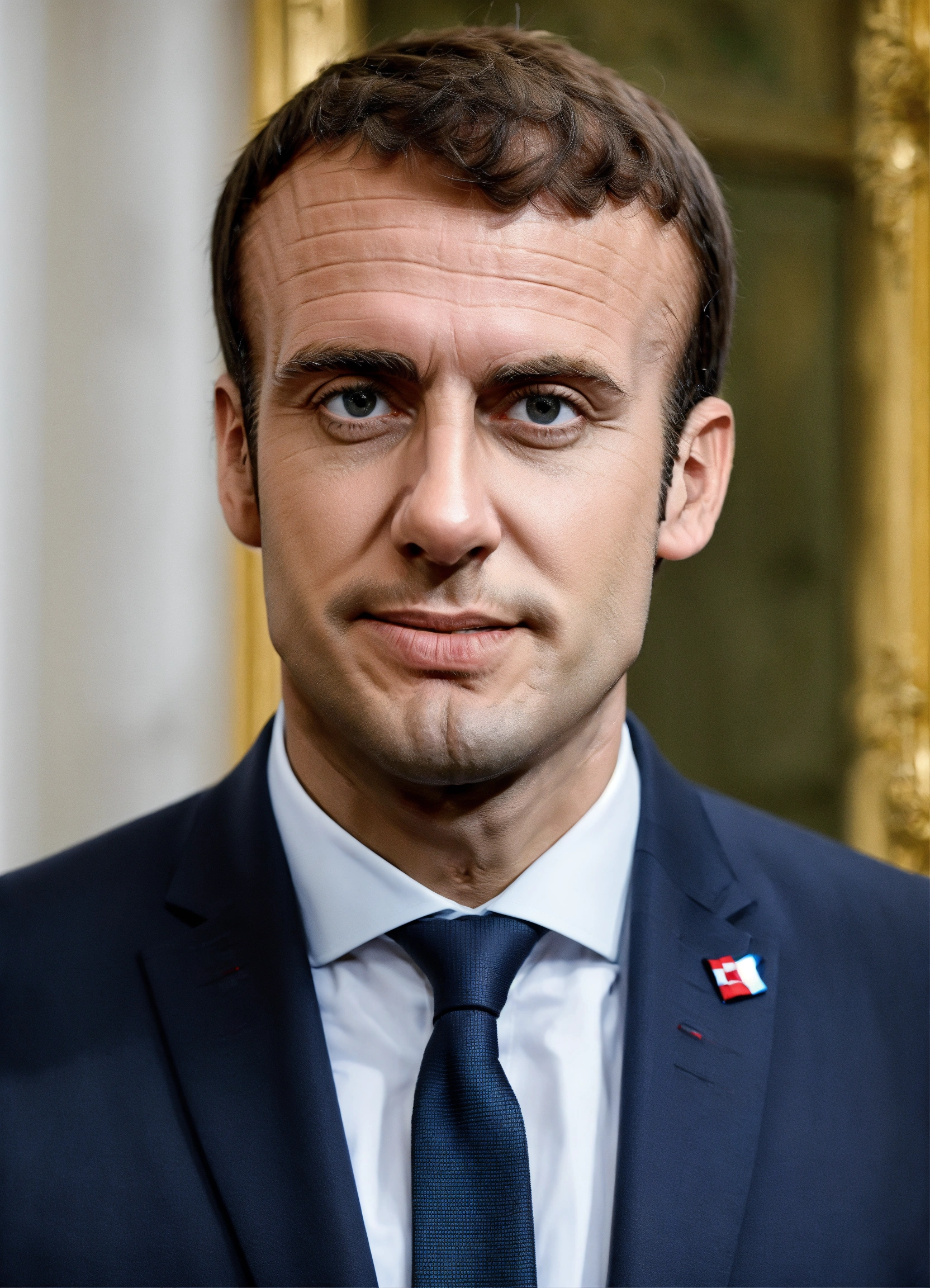 Lexica Emmanuel Macron, president of the French Republic, looking at