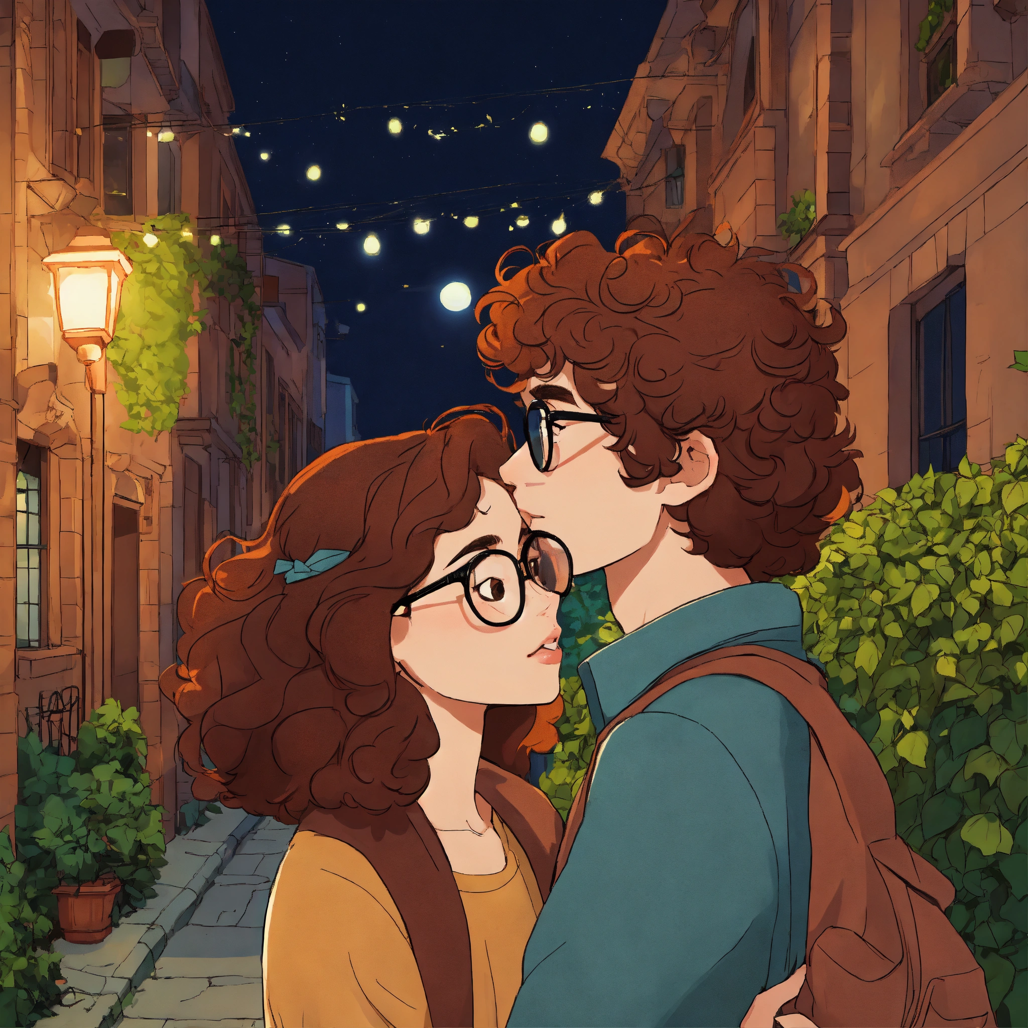 Lexica - Young man without glasses with dark brown hair kissing a girl ...