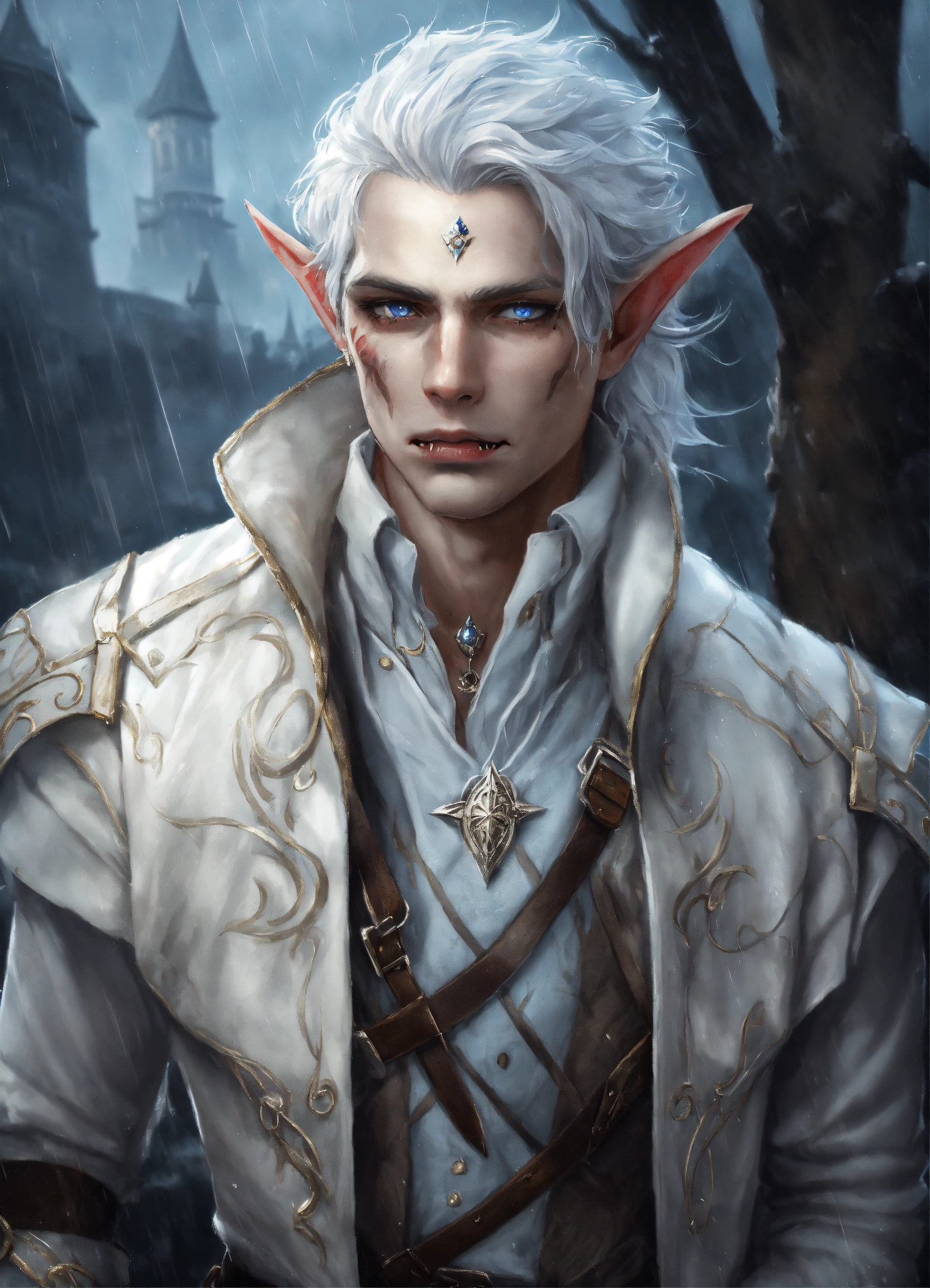 Lexica - Fantasy portrait of a ash-grey skinned elf, masculine ...