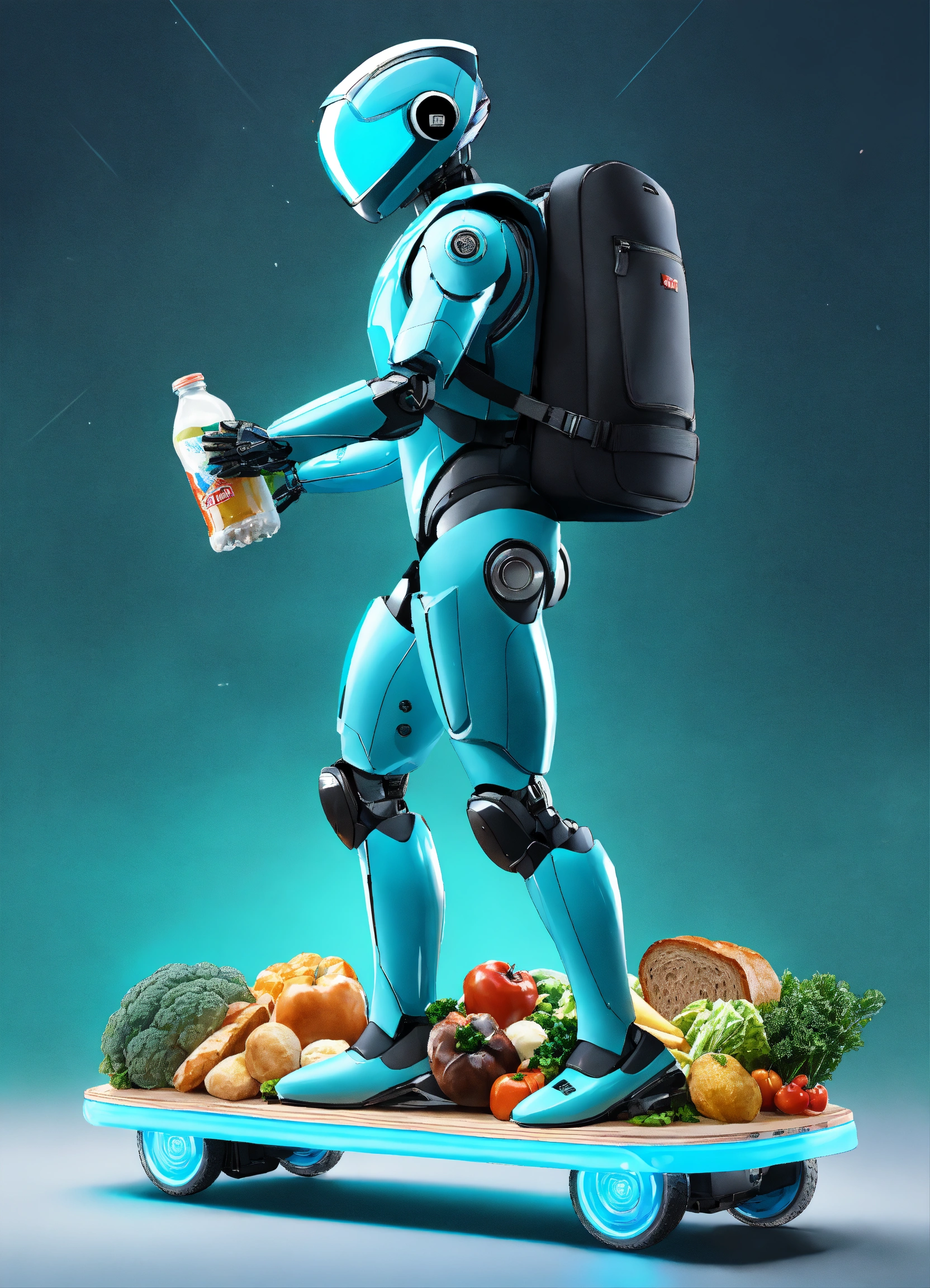 Lexica - A passionate male robot on hoverboard, realistic man face ...