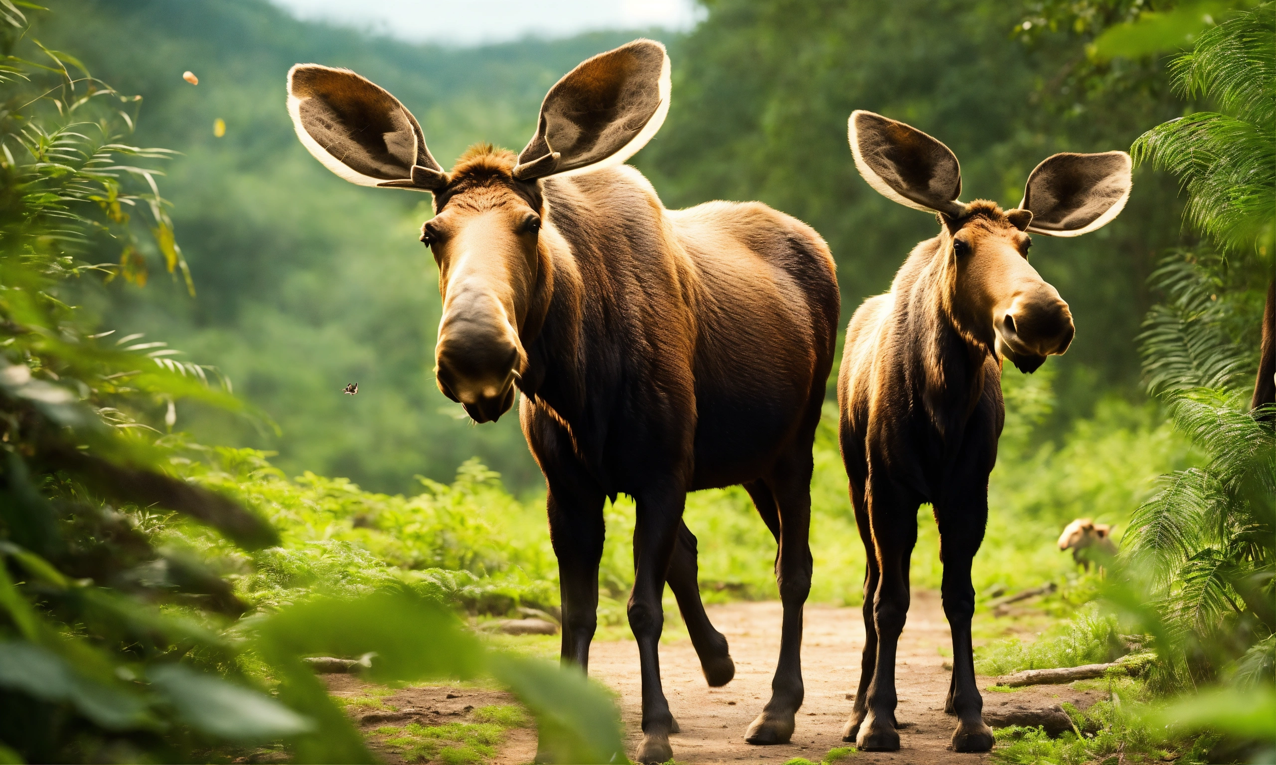 Lexica - A cute 2 moose playing in jungle