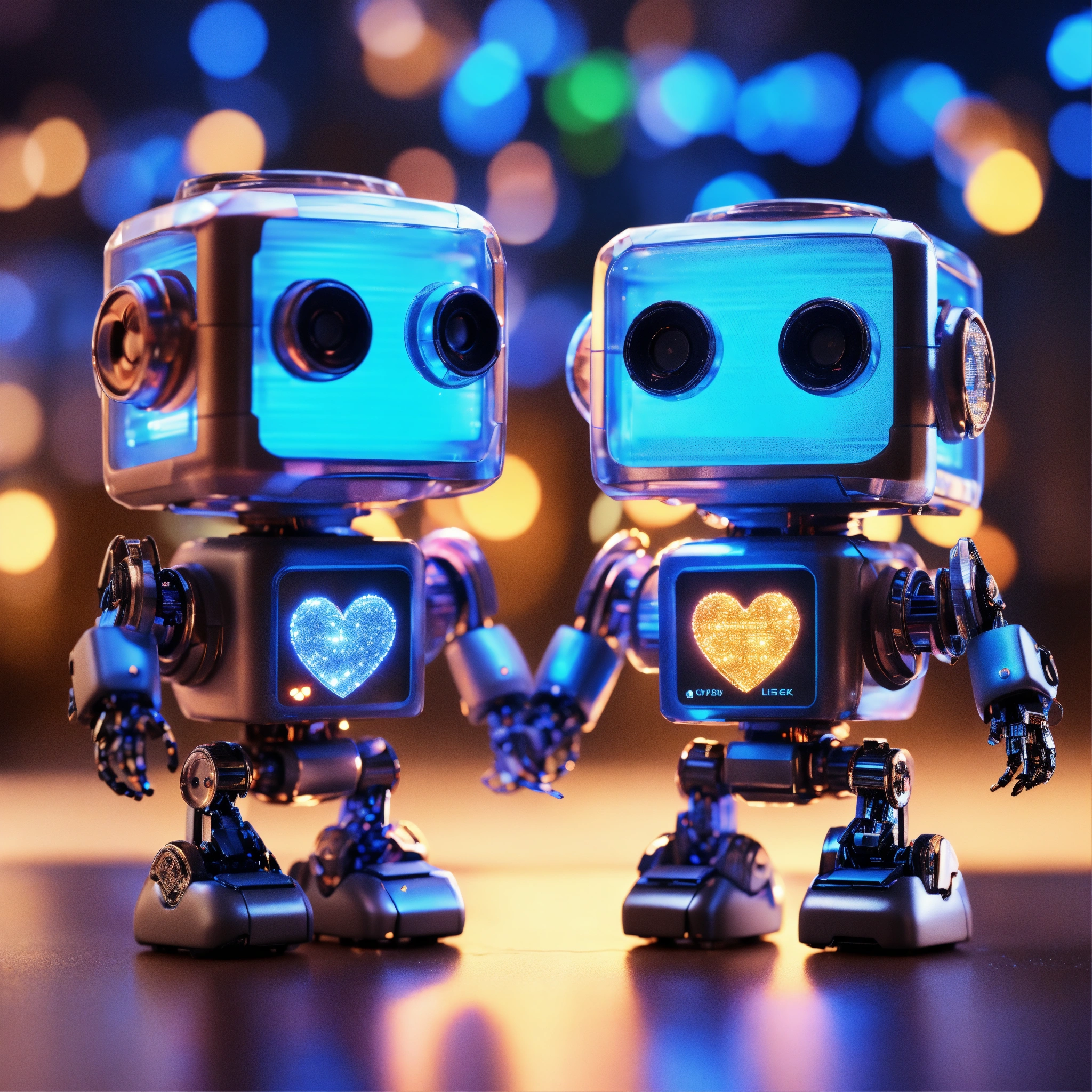 Lexica - Two adorable robots, two (tiny cute translucent polycarbonate ...