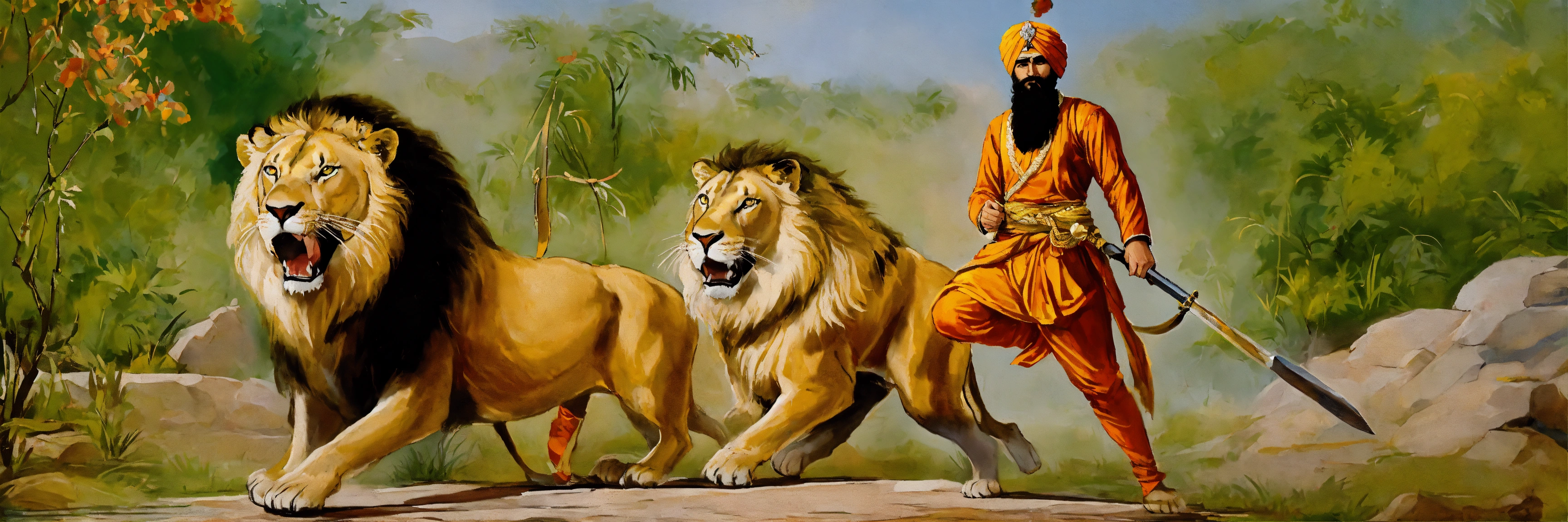 Lexica - Hari singh , sikh warrior, Nalwa leaped and grabbed the lion's ...