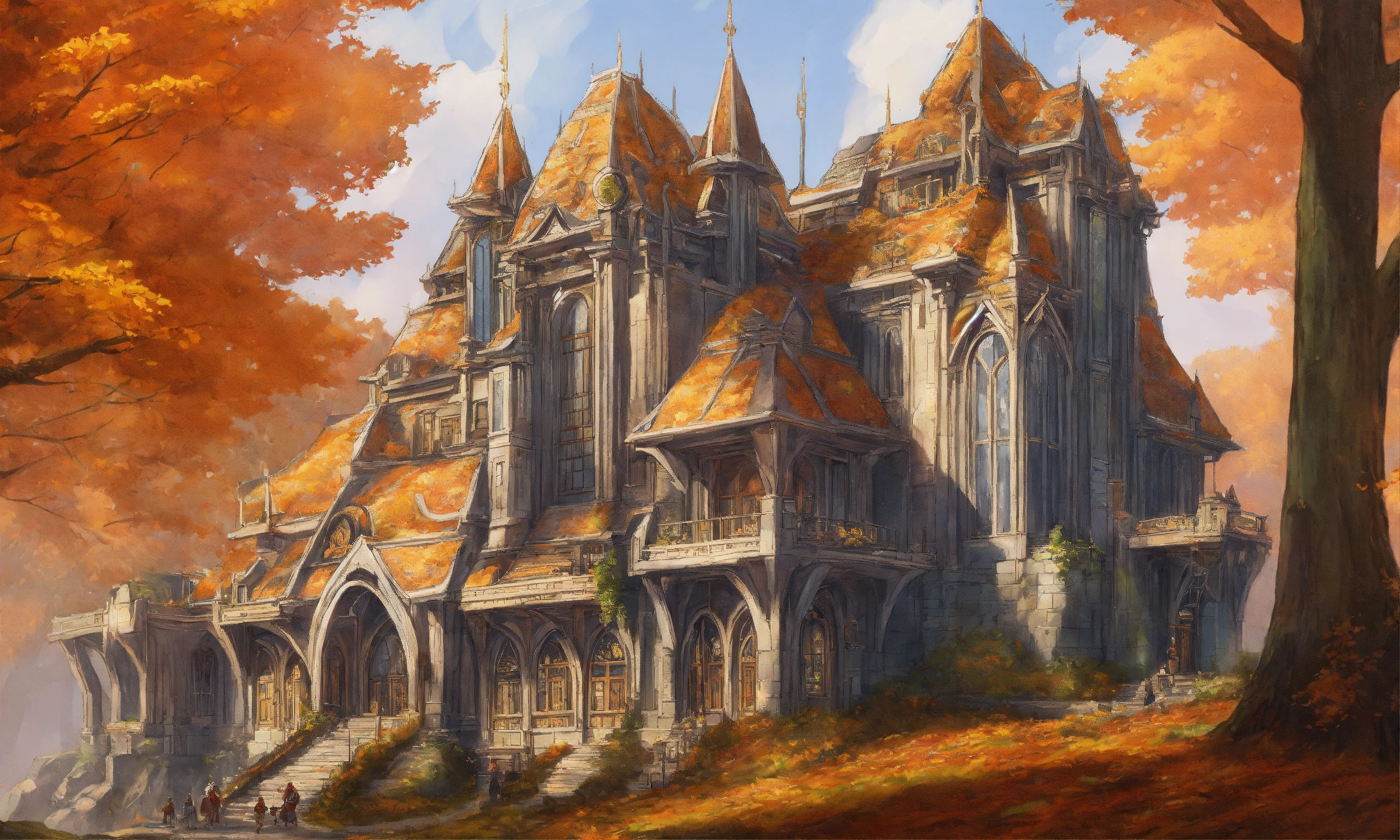 Lexica - Drawing of the full image of a high elf sci fi palace in ...
