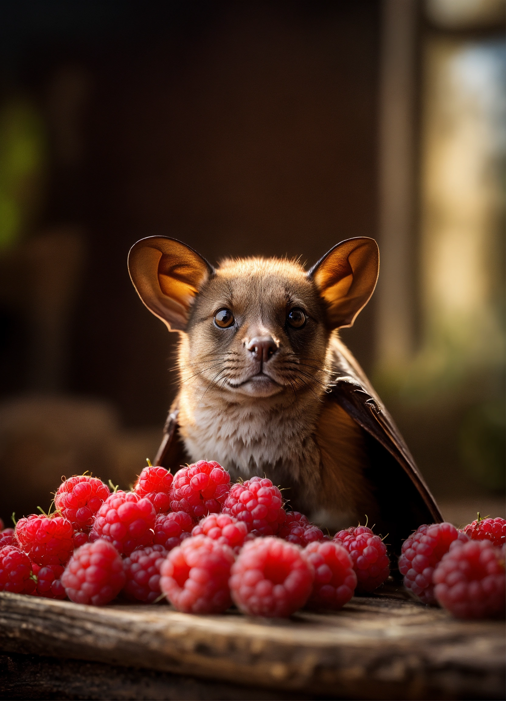 Lexica - Bat with raspberries, elegant, luxury, clean, smooth, elegant ...