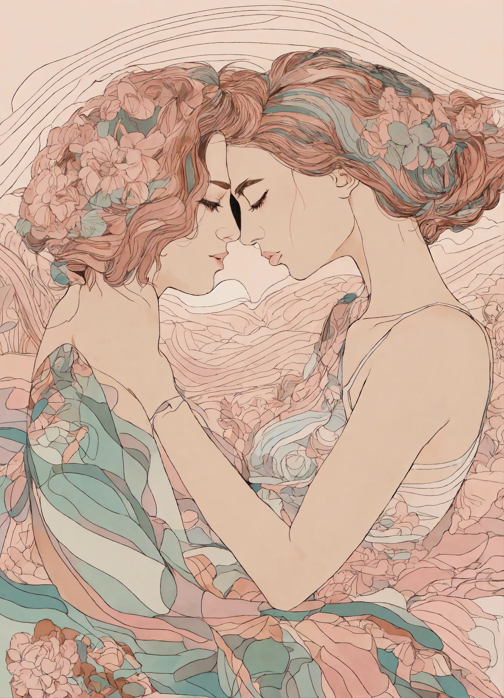 Lexica Continuous Line Drawings Of Women And Men With Pastel Colors