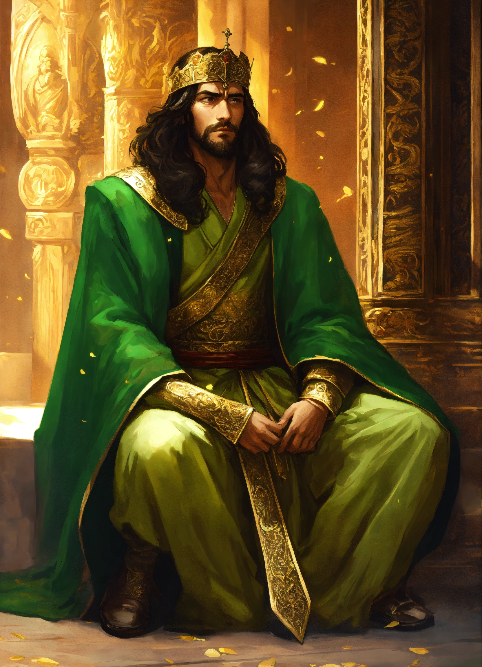 Lexica - Cover for the book in a fantasy style.. A man is tired, sick ...
