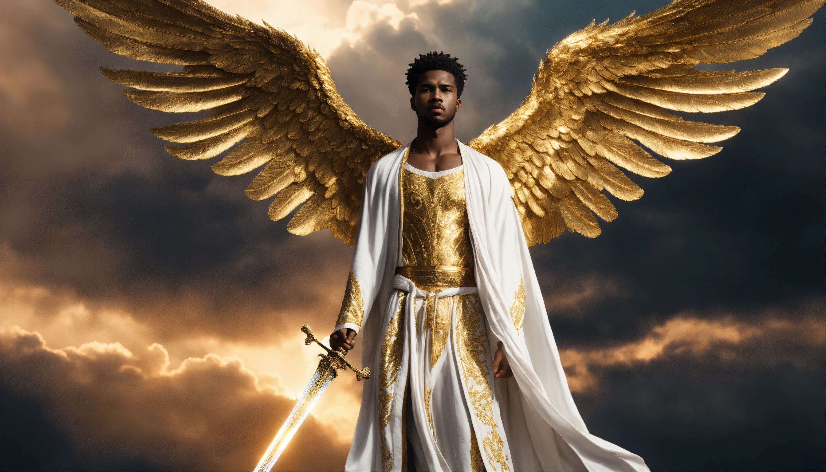 Lexica - Illustrate a view of a young handsome black man wearing a long ...