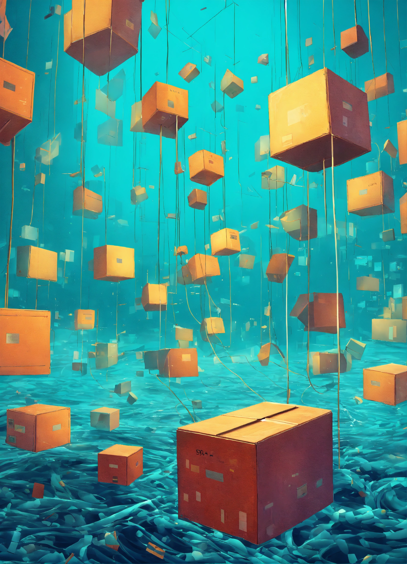 Lexica - Illustration of a many invisible information boxes flowing ...