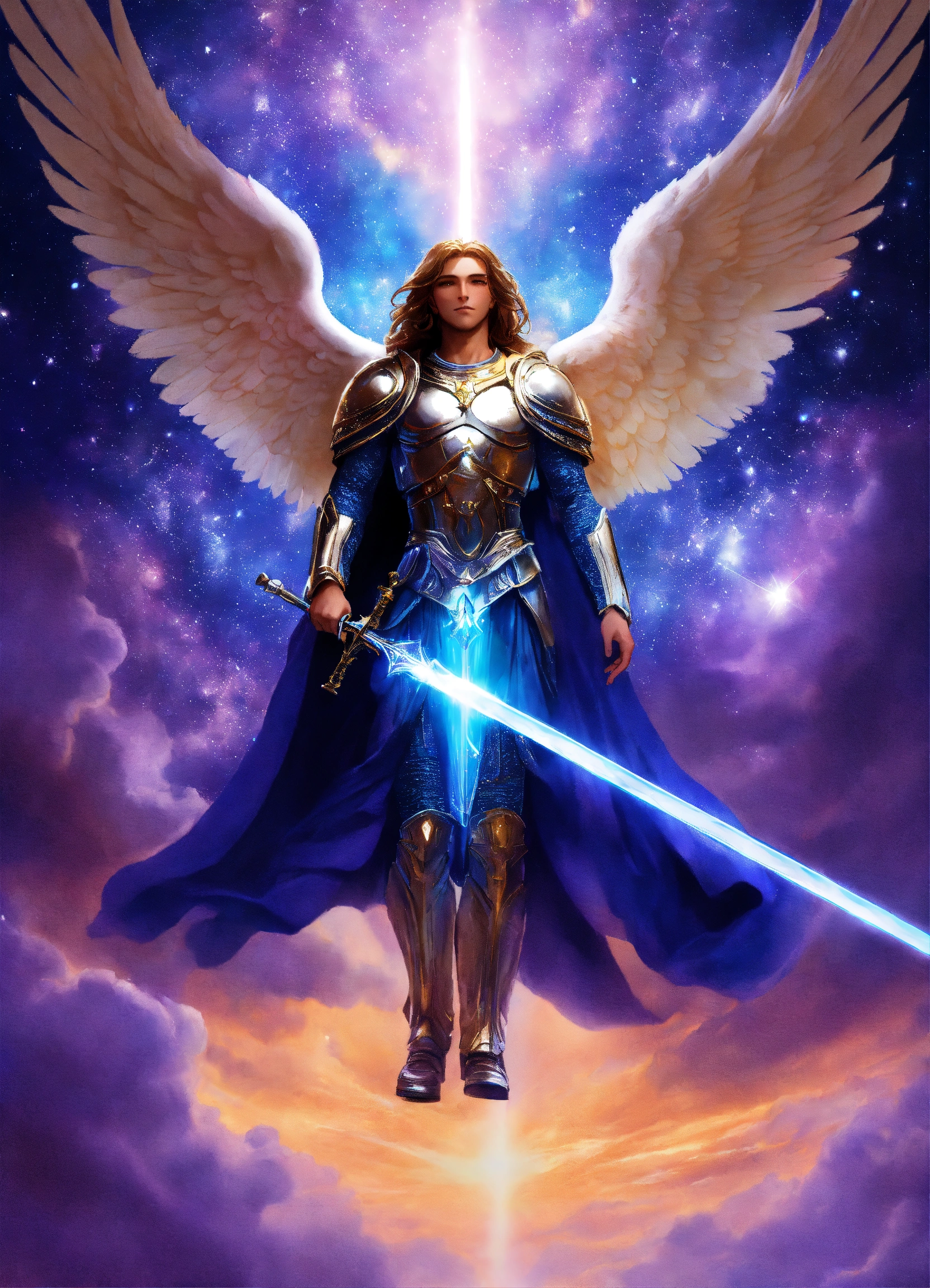 Lexica - Archangel Michael, Heaven, lightsword, galaxi in distance ...