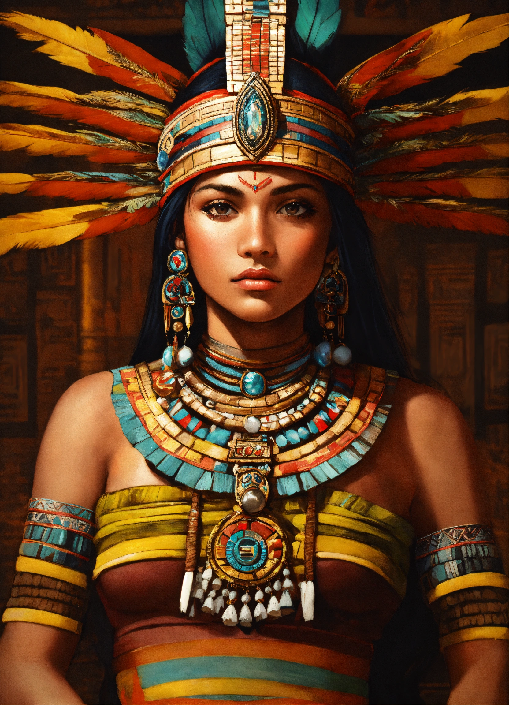 Lexica - Aztec princess,realistic,portrait, high detail,high resolution