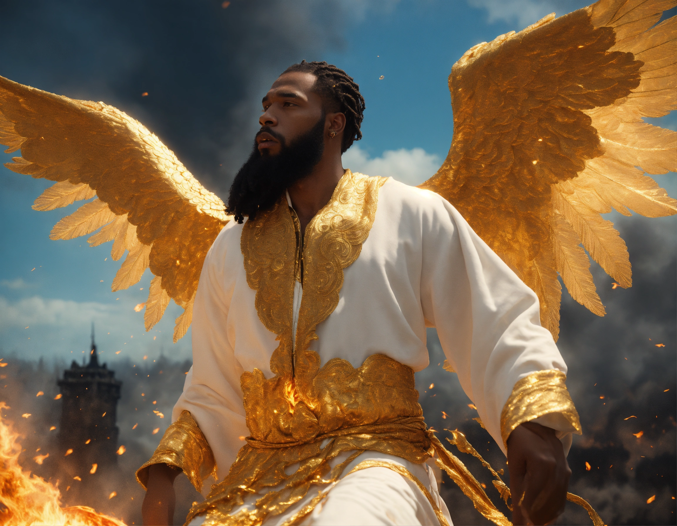 Lexica - Illustrate a view of a handsome black man wearing a long ...