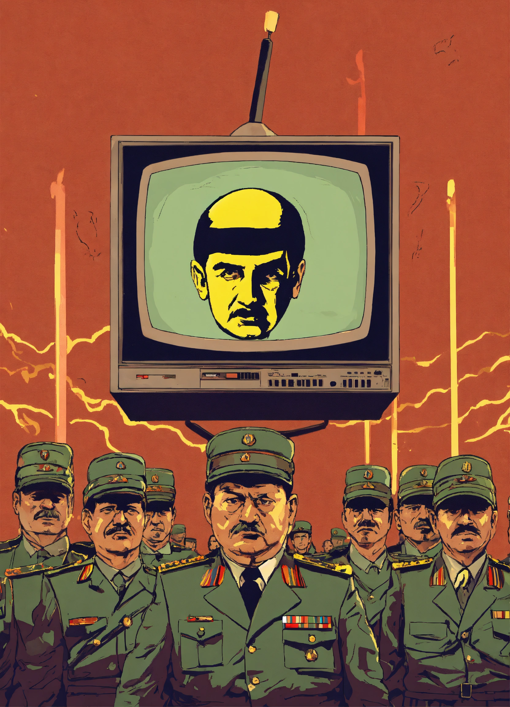 Lexica - A dictator with television head and his army