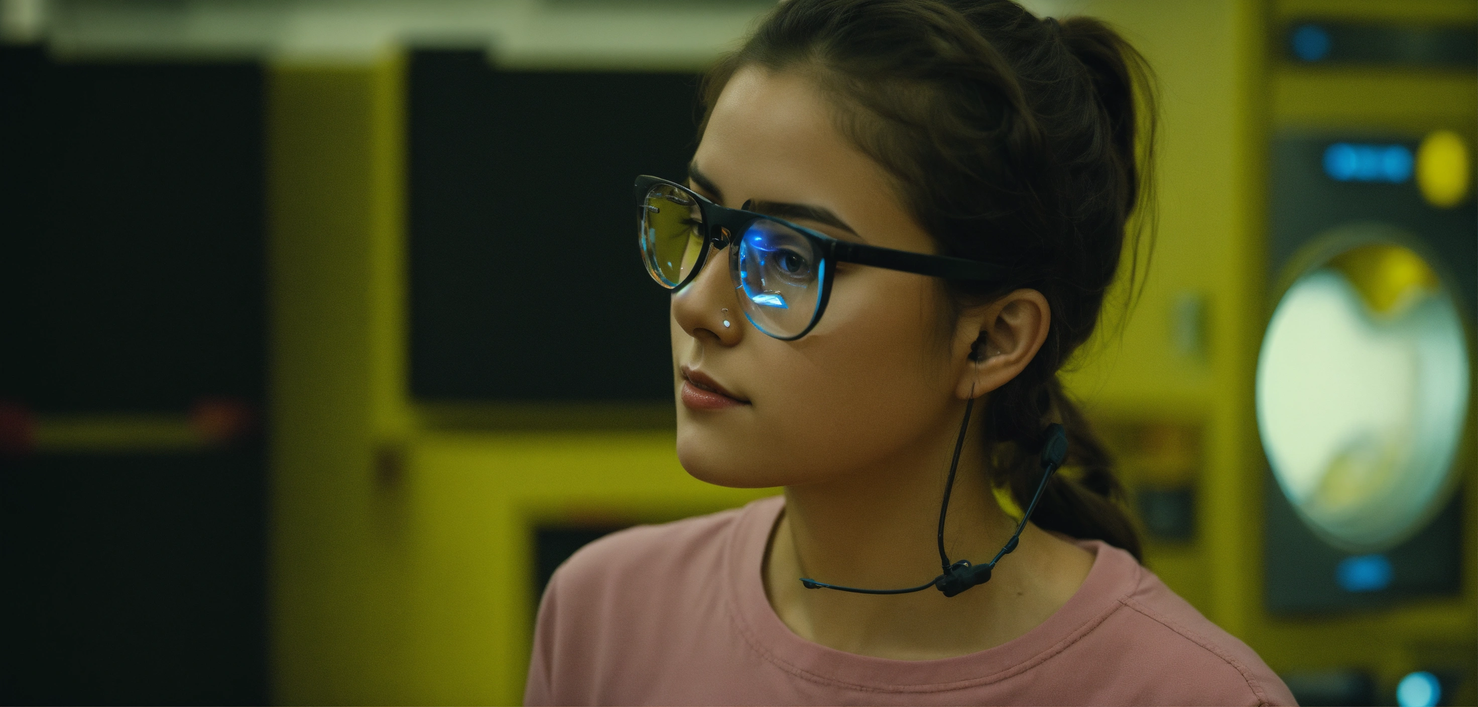 Lexica - Electronic engineer girl wearing clear glasses on her face ...