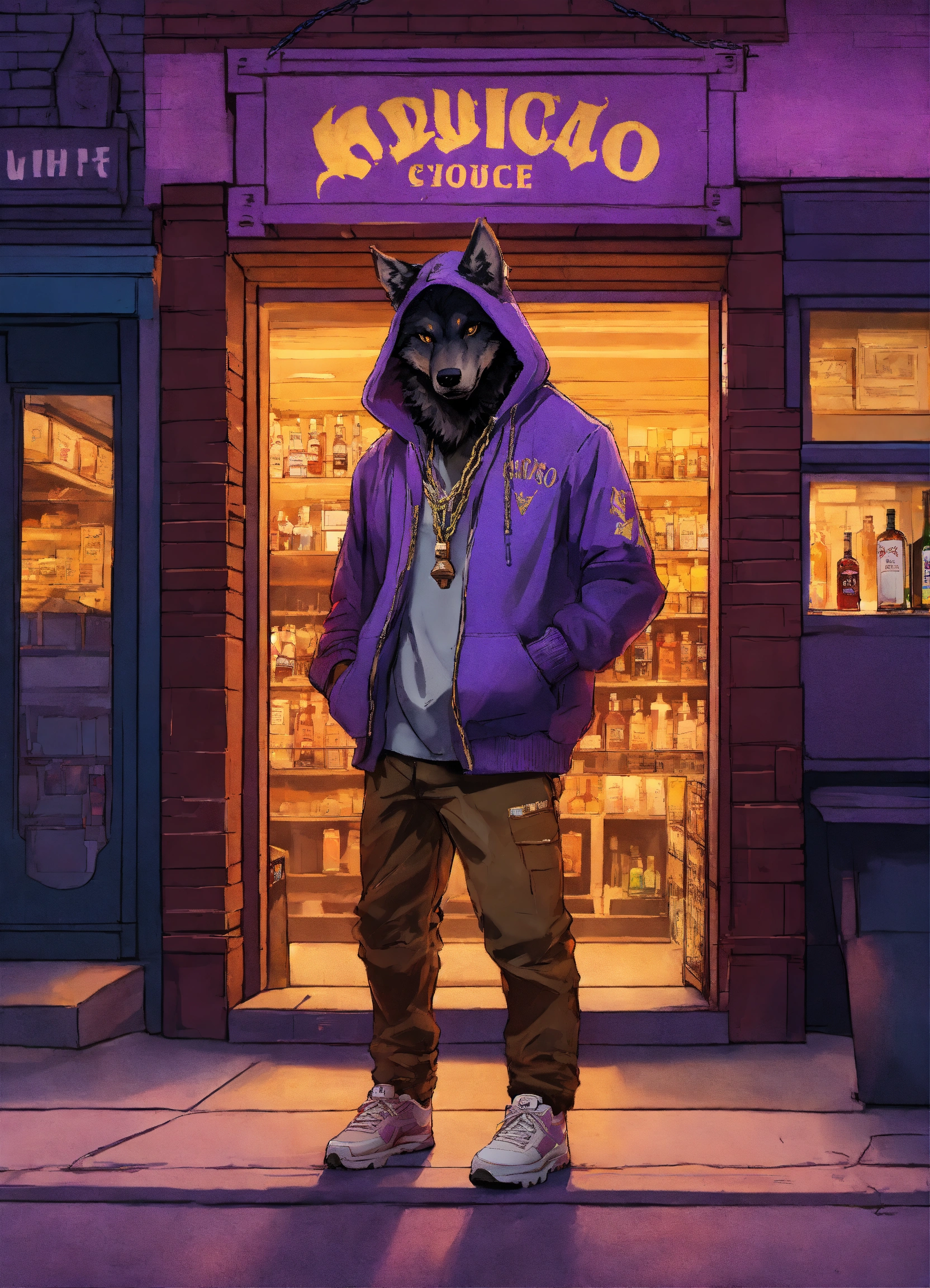 Lexica - Werewolf wearing hoodies and baseball cap purple ,gold chain ...