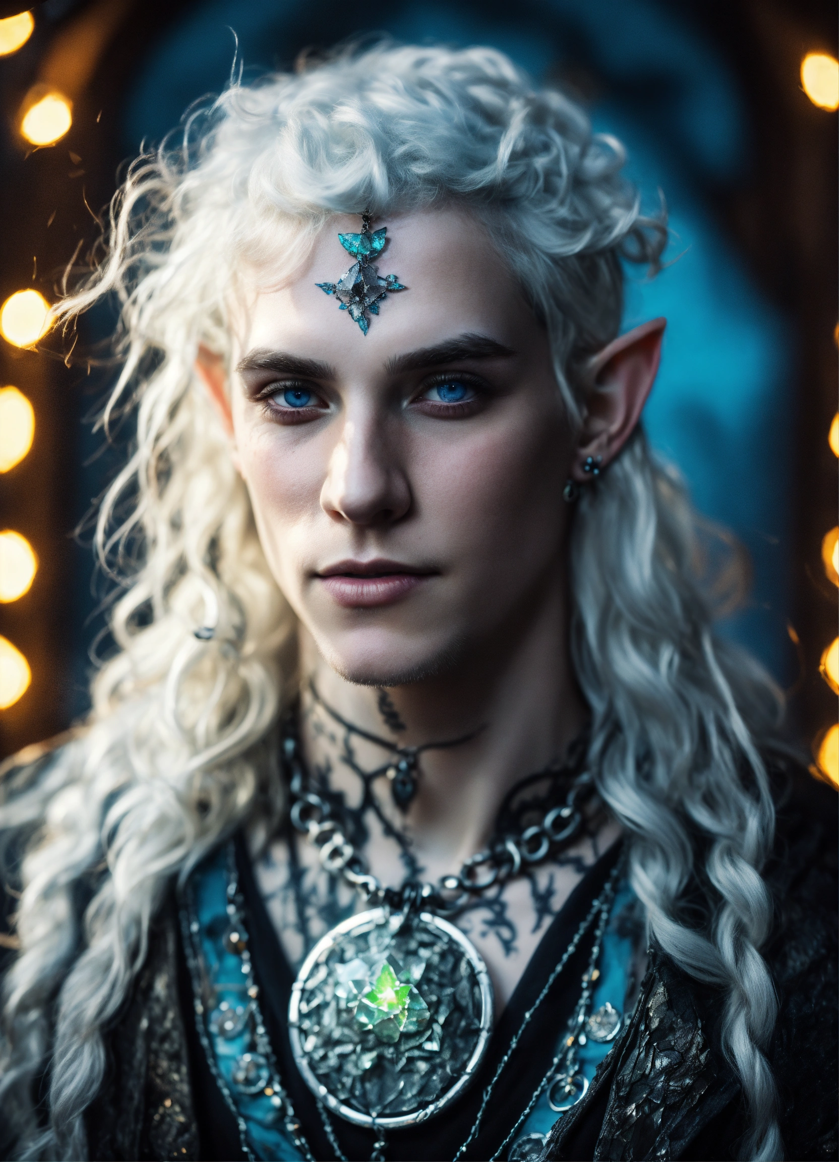 Lexica - Fantasy portrait of a tatooed sickly pale-skinned male elf ...