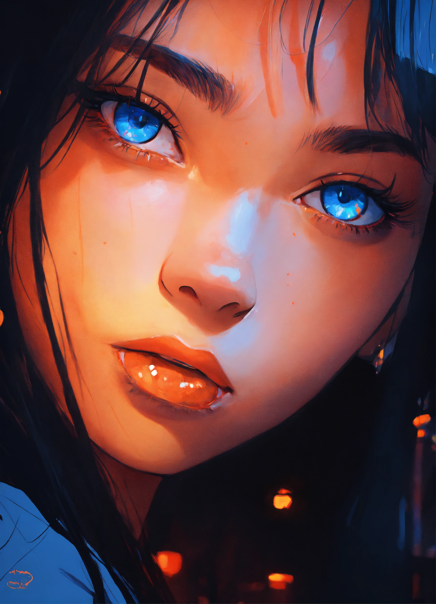 Lexica - Highly detailed close up night time portrait of eurasian girl ...