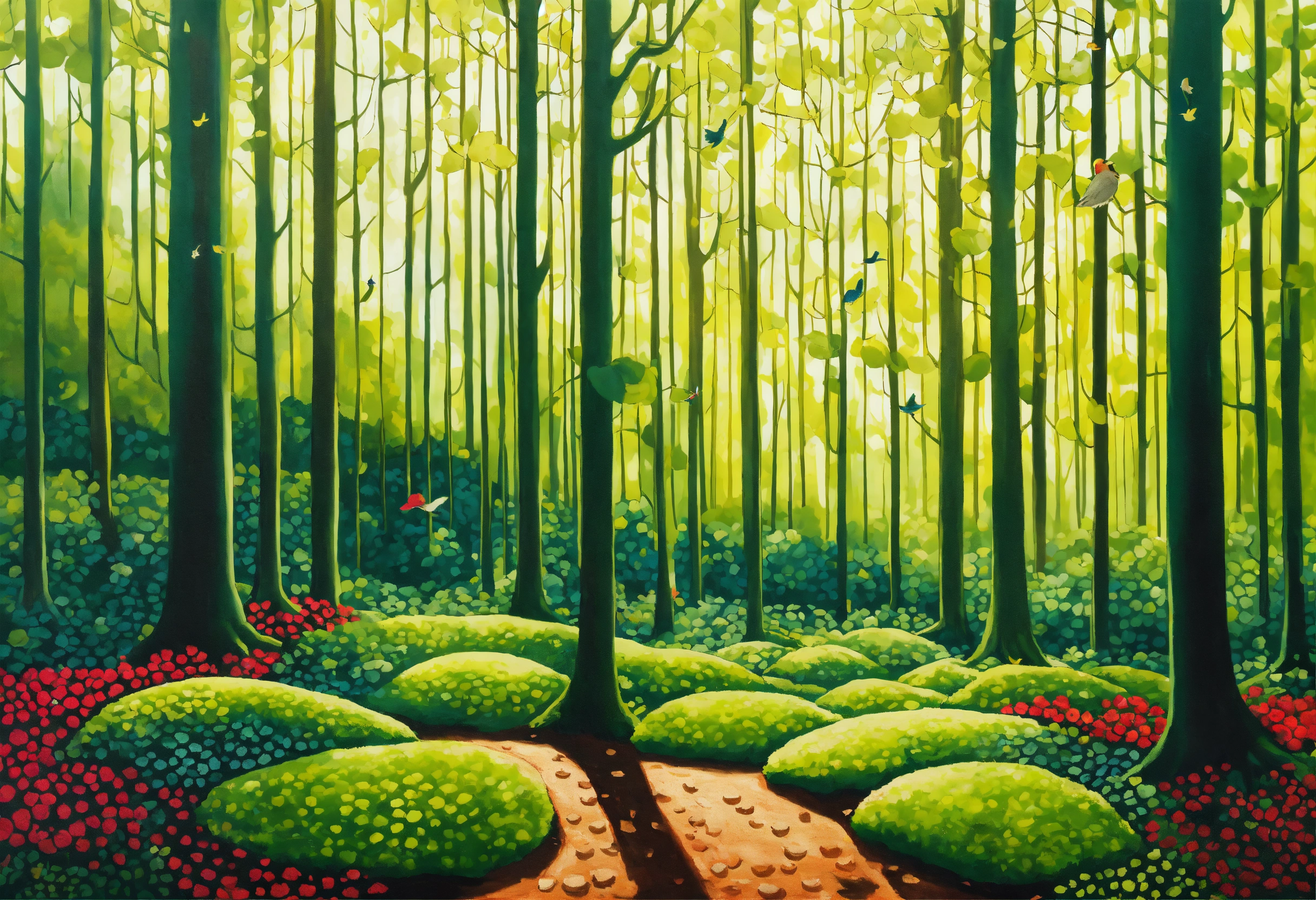 Lexica - A tranquil forest landscape with gentle rays of sunlight ...