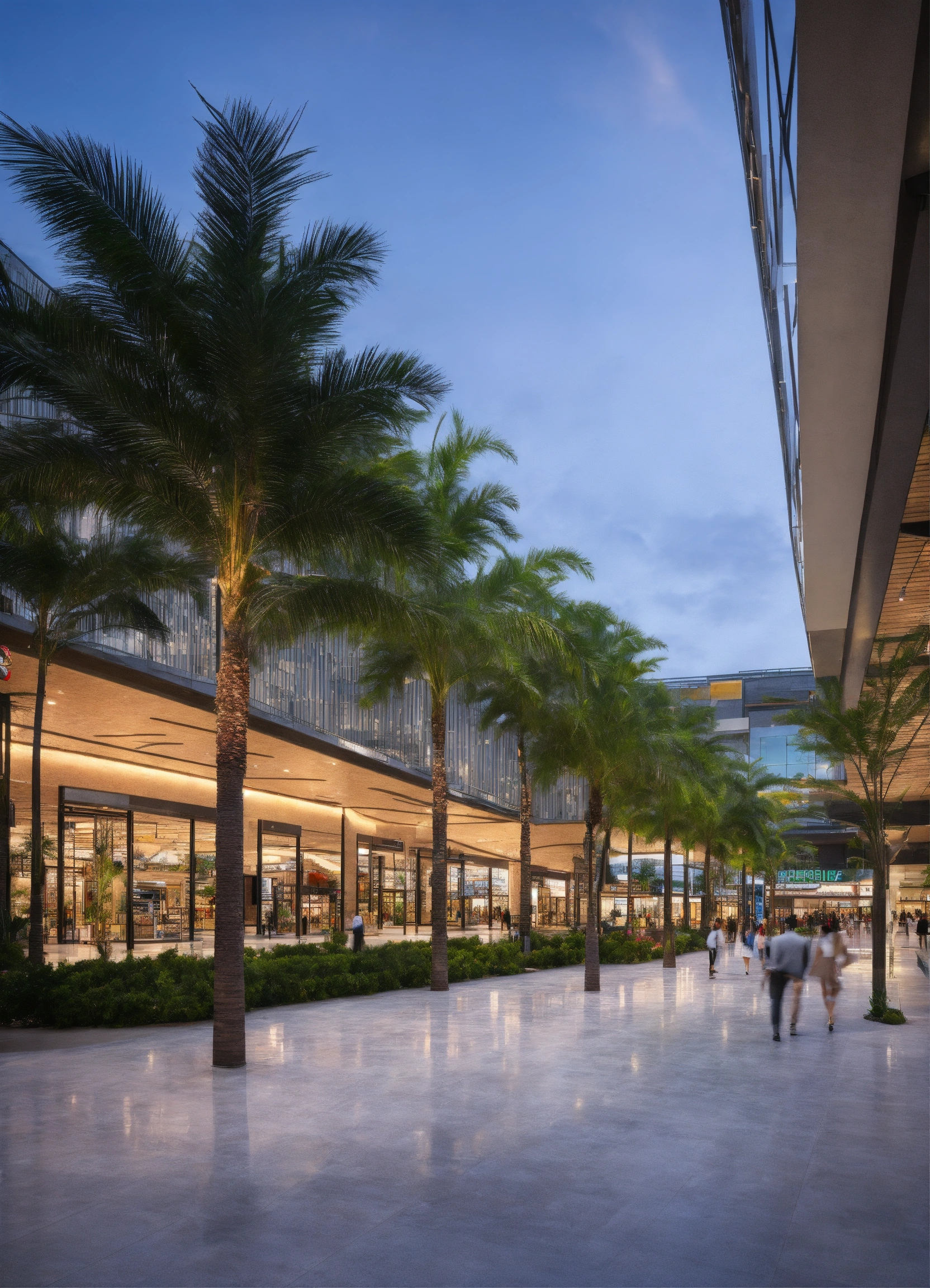 Lexica - A L shaped shopping mall steel structure with palm trees ...