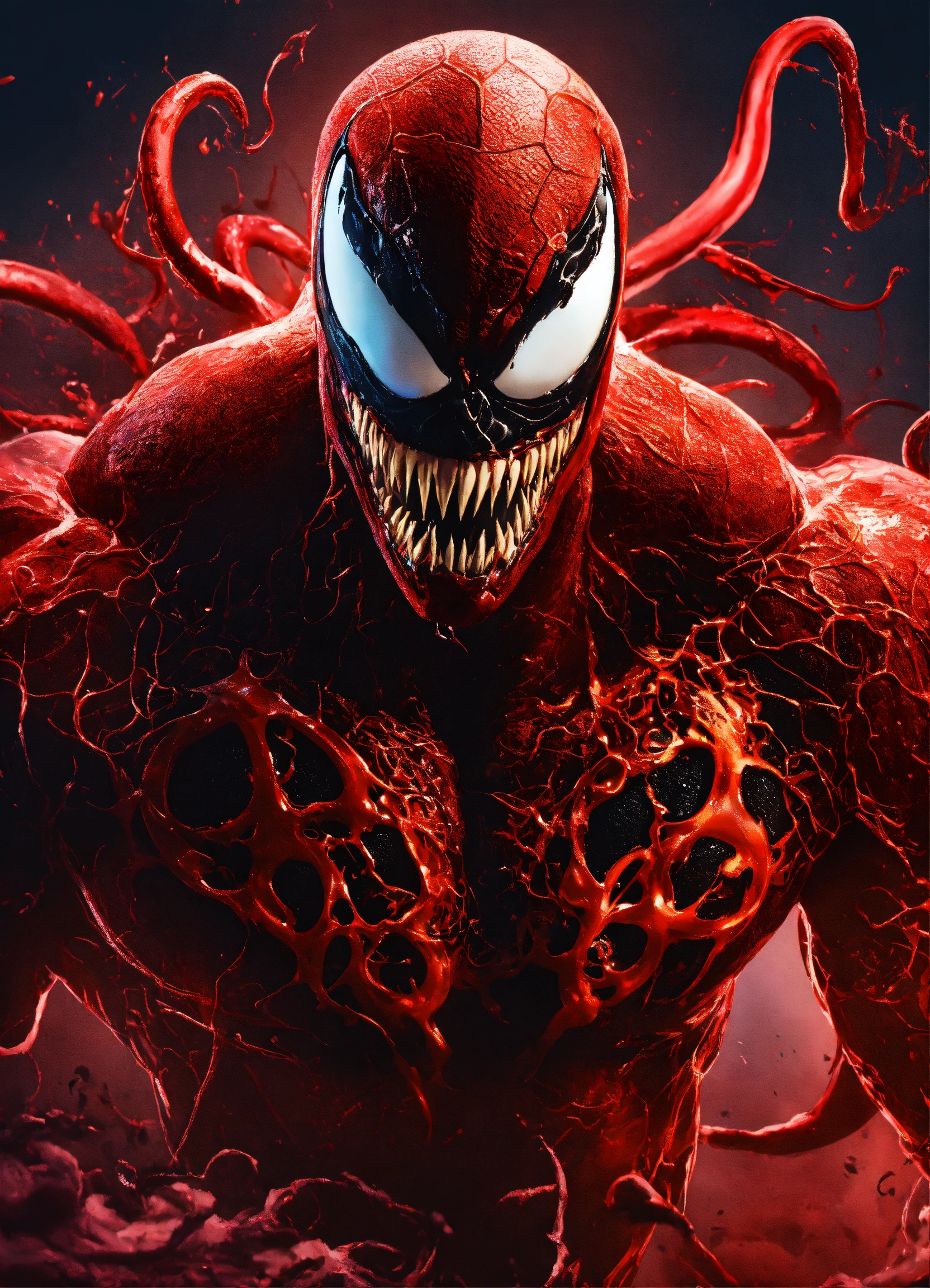 Lexica - Venom, simbionte, rojo, múltiples garras, colmillos afilados ...