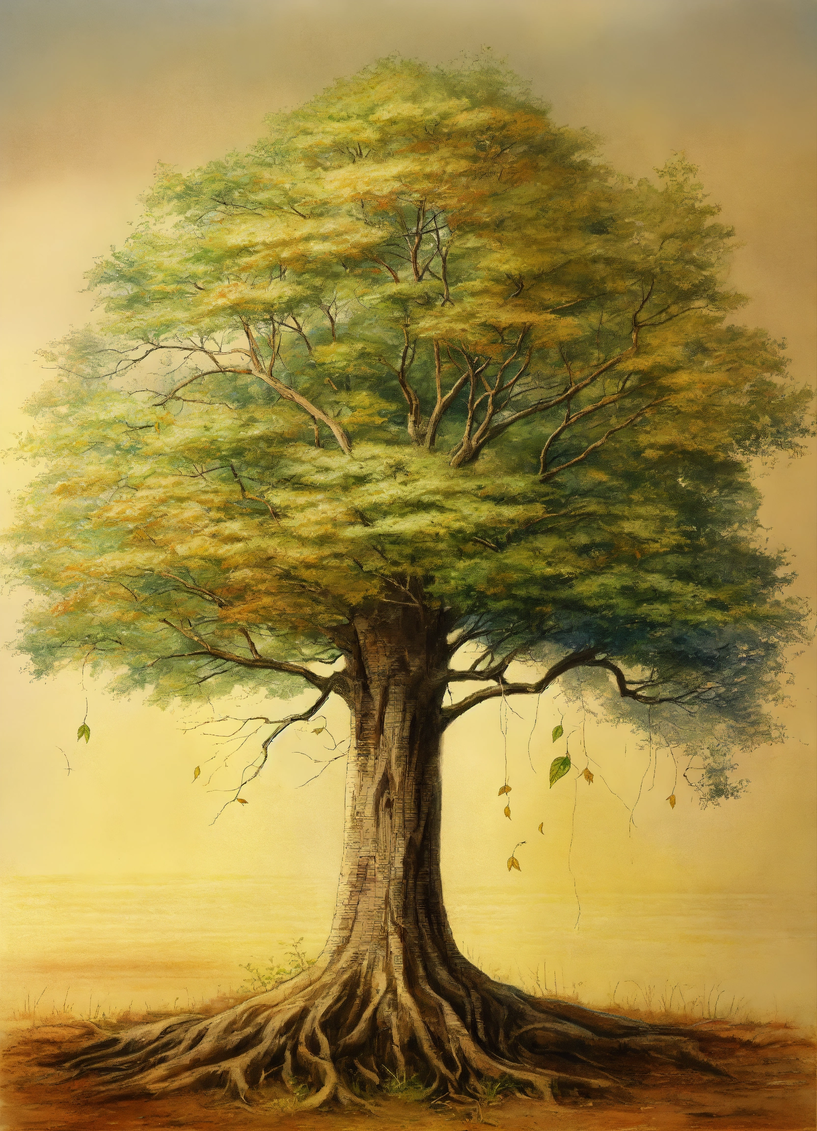 Lexica Drawing a tree, drawing sheet, sketching drawings, drawing the base of a tree. on the