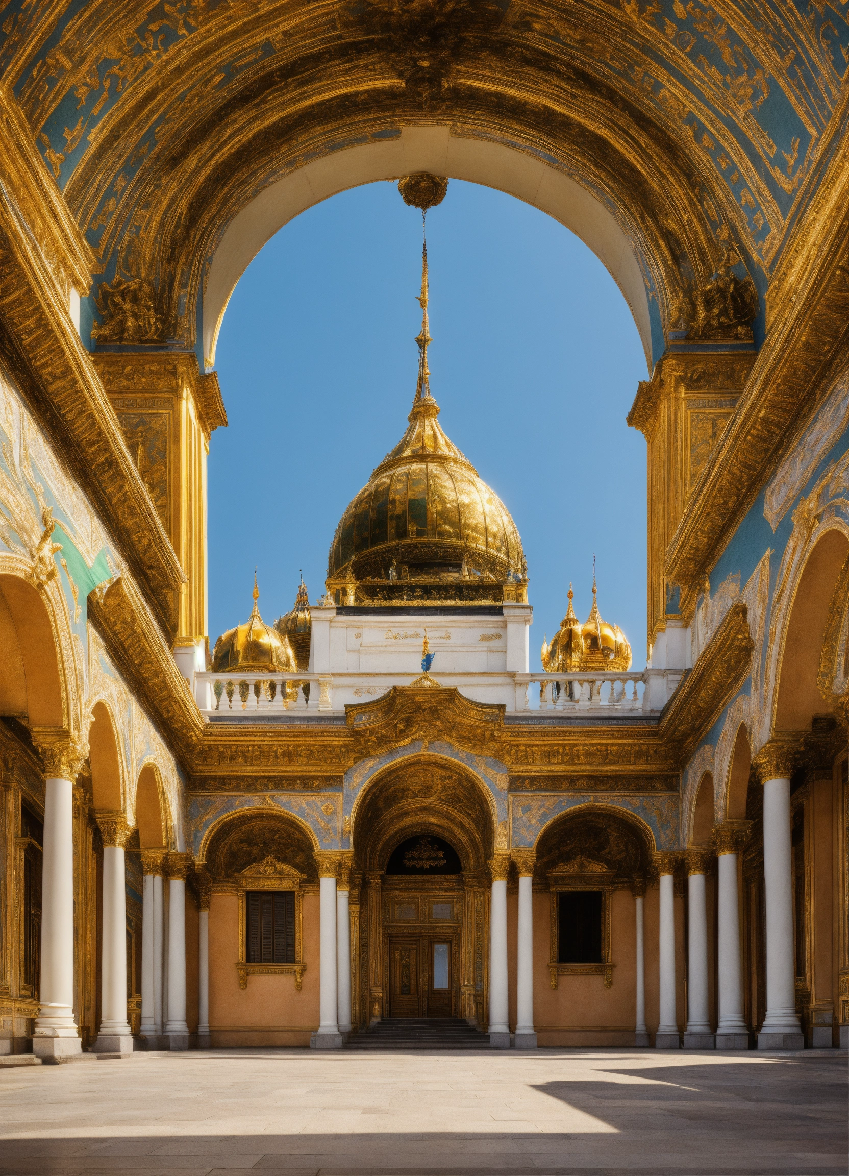 Lexica - A grand royal palace with a dome and a flag