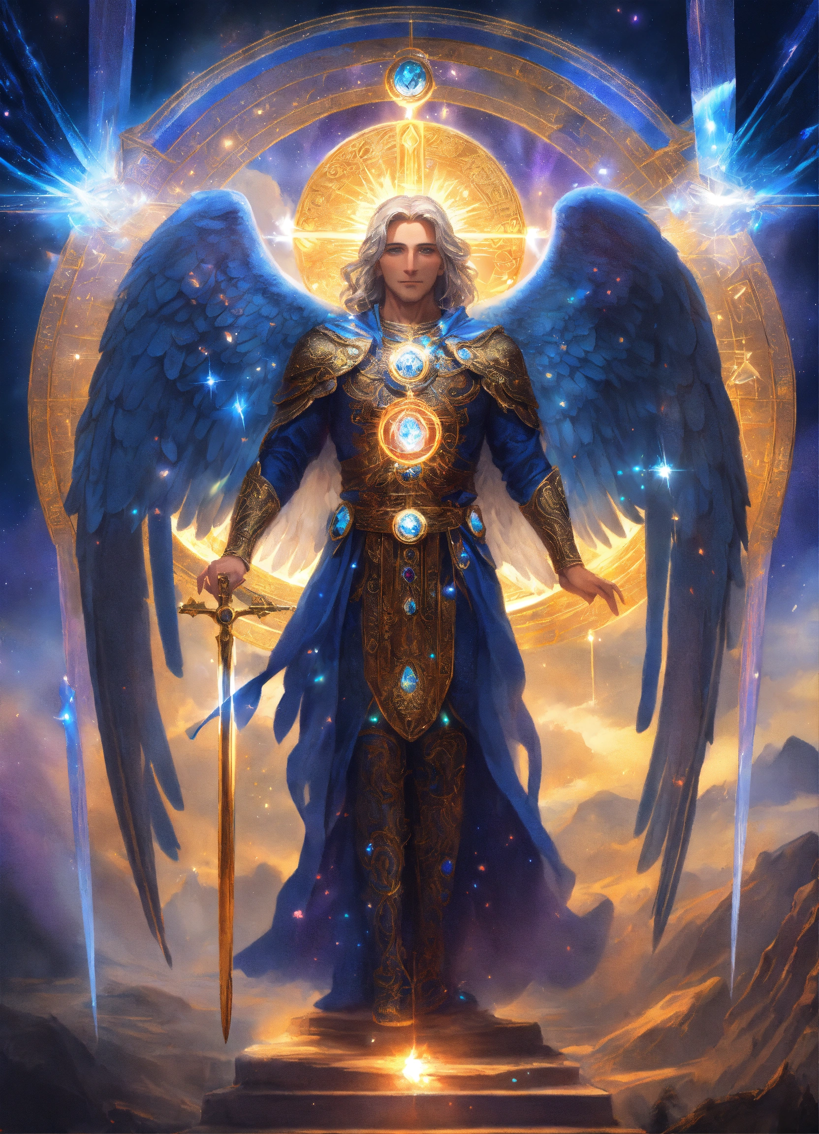 Lexica - Archangel Michael with an elderly visage and round face, many ...