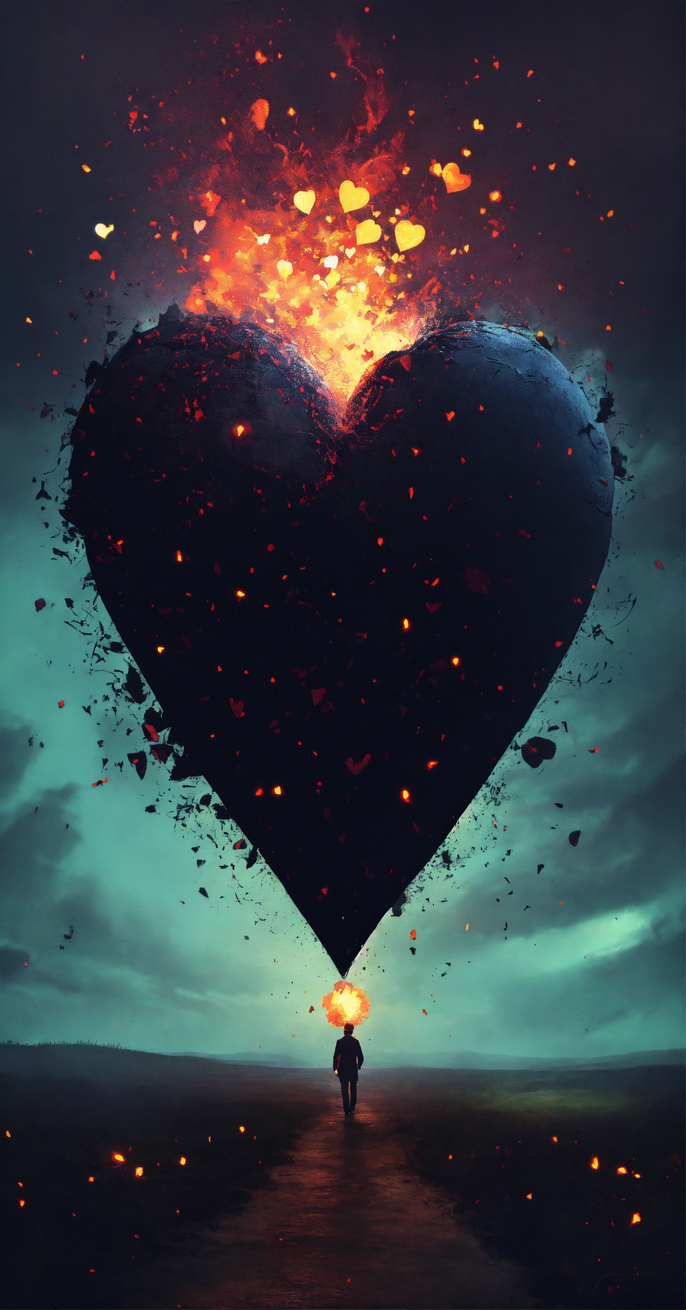 Lexica - Two exploding heart, happiness, dark ambiance